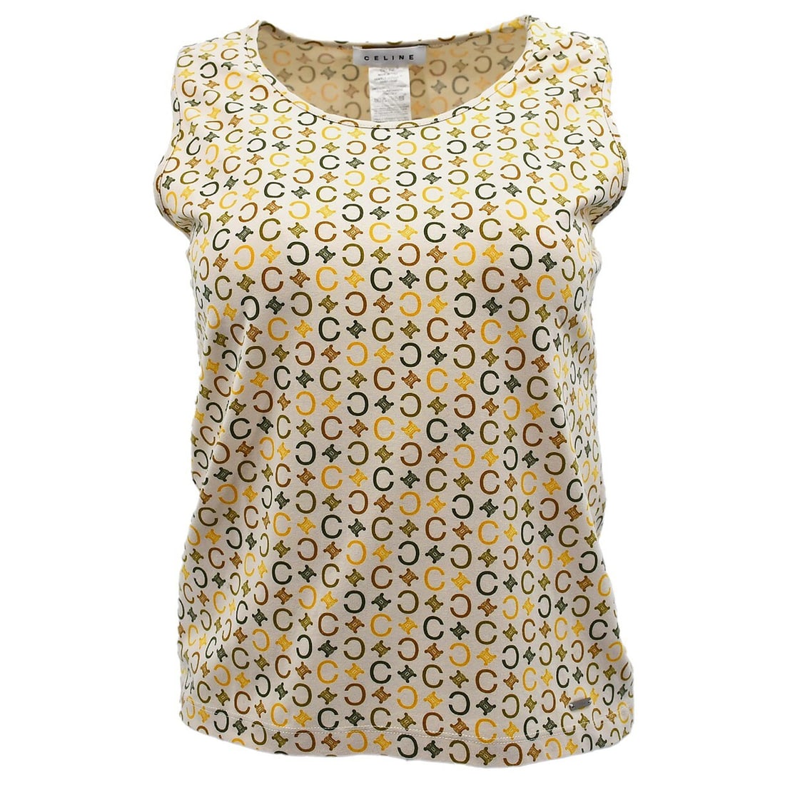 Beige Macadam Tank Top by Celine Vintage Sleeveless Italy (1 of 10)