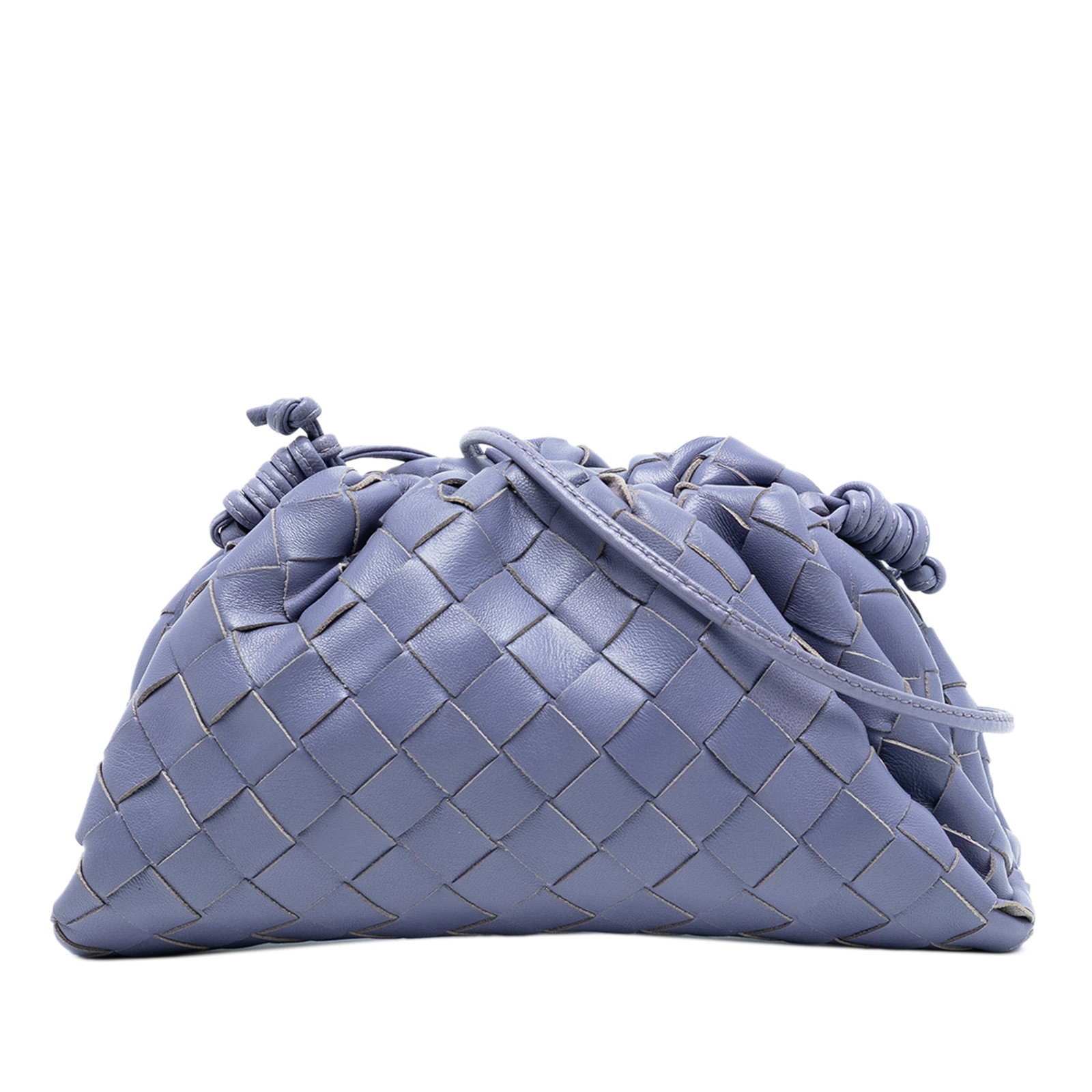Bottega Veneta Mini Pouch Nappa Intrecciato Leather Crossbody Bag Purple: Bottega Veneta Mini Pouch Nappa Intrecciato Leather Crossbody Bag Purple This Bottega Veneta Nappa Intrecciato The Mini Pouch Crossbody features a purple leather body with the signature Intrecciato we