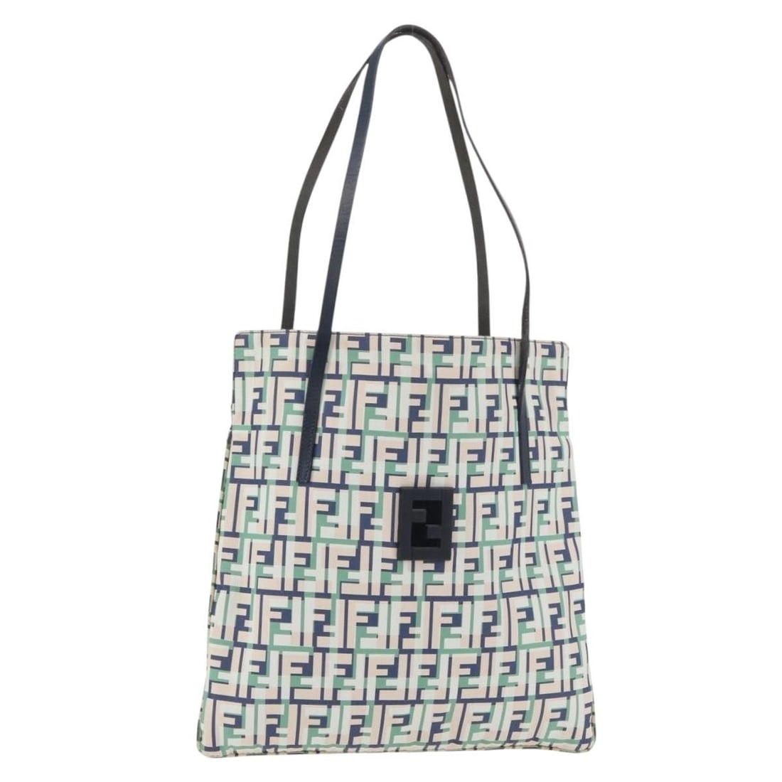 Fendi Zucca Canvas Nylon Green Silver Tote Bag: Fendi Zucca Canvas Nylon Green Silver Tote Bag This FENDI Zucca Canvas tote bag features a stylish combination of green and silver nylon with the iconic Zucca pattern. Designed for women, it offers a 