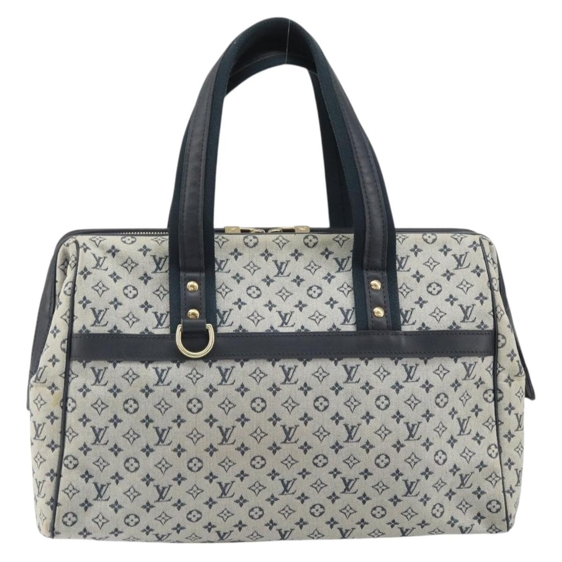 Mini Louis Vuitton Josephine Canvas Blue Handbag 35x23x15cm: Mini Louis Vuitton Josephine Canvas Blue Handbag 35x23x15cm Louis Vuitton Josephine Mini Lin handbag designed for women in blue canvas. The handbag shows signs of wear including loss of shape, stains,