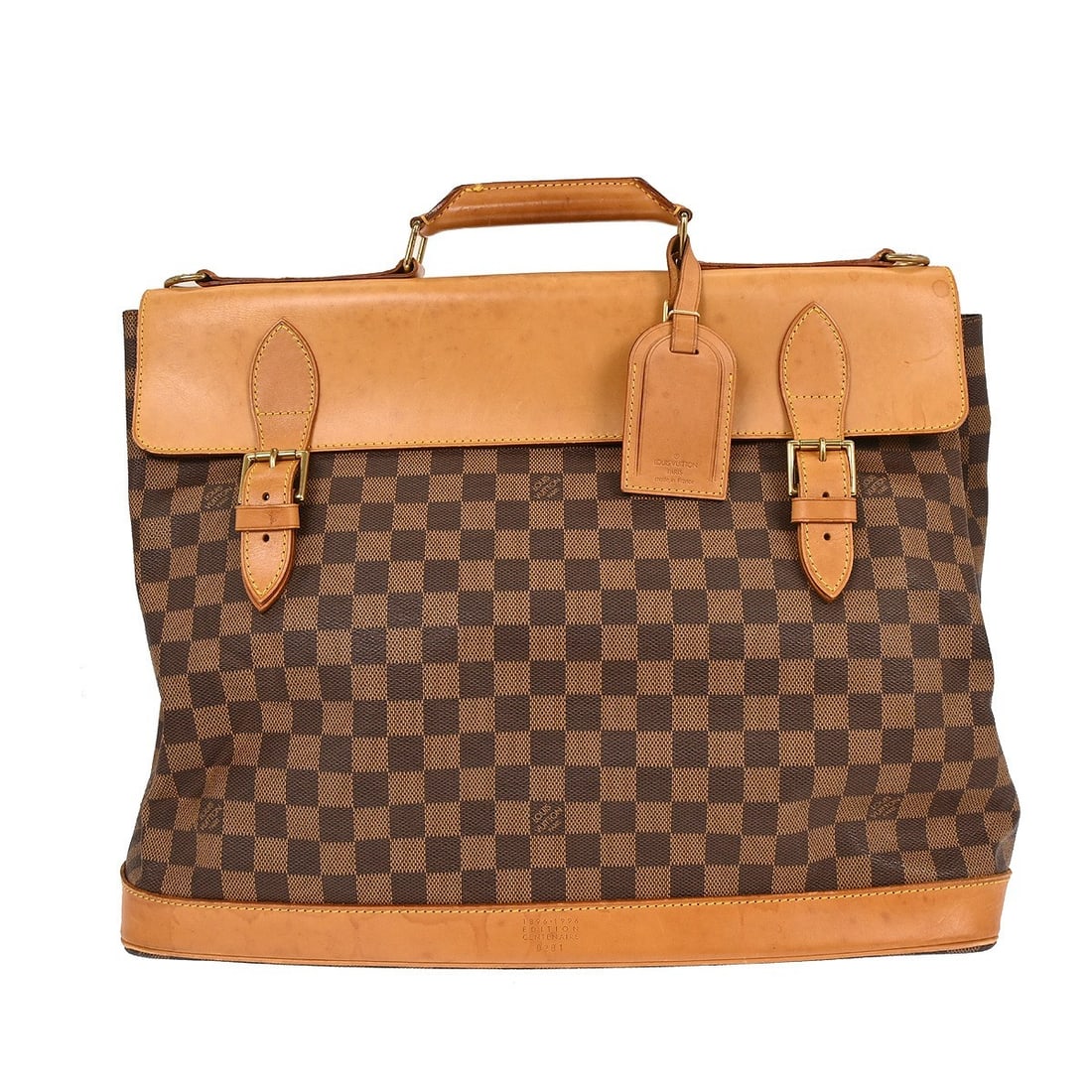 Louis Vuitton Clipper Damier Canvas Large Brown Travel Top Handle Bag: Louis Vuitton Clipper Damier Canvas Large Brown Travel Top Handle Bag This Louis Vuitton Clipper travel bag features the iconic brown Damier canvas leather exterior with signature logo accents. Design