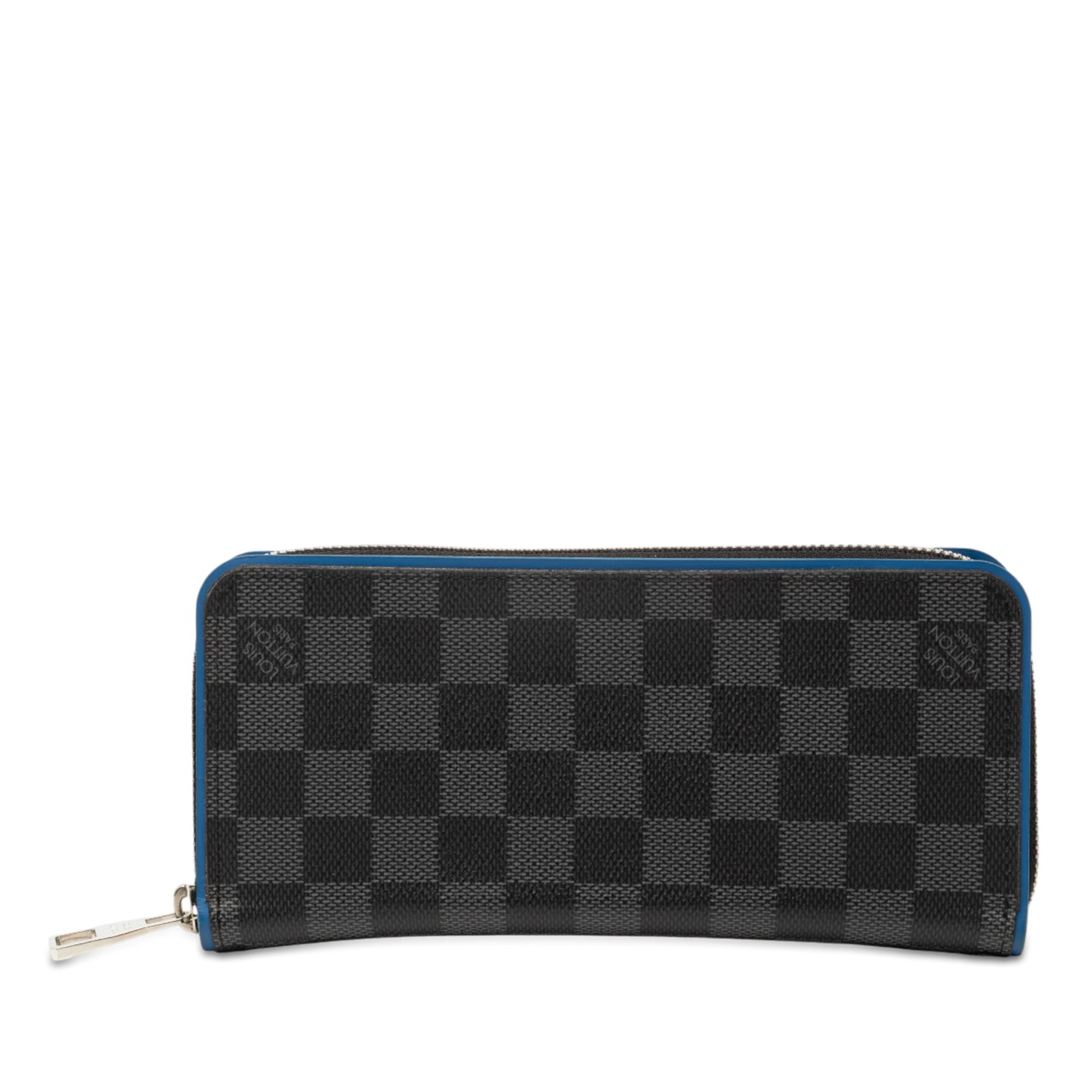 Louis Vuitton black Damier Graphite zip-around vertical wallet with box and dust bag: Louis Vuitton black Damier Graphite zip-around vertical wallet with box and dust bag The Louis Vuitton Damier Graphite Vertical Zippy Wallet features a damier graphite canvas exterior with a zip-aroun