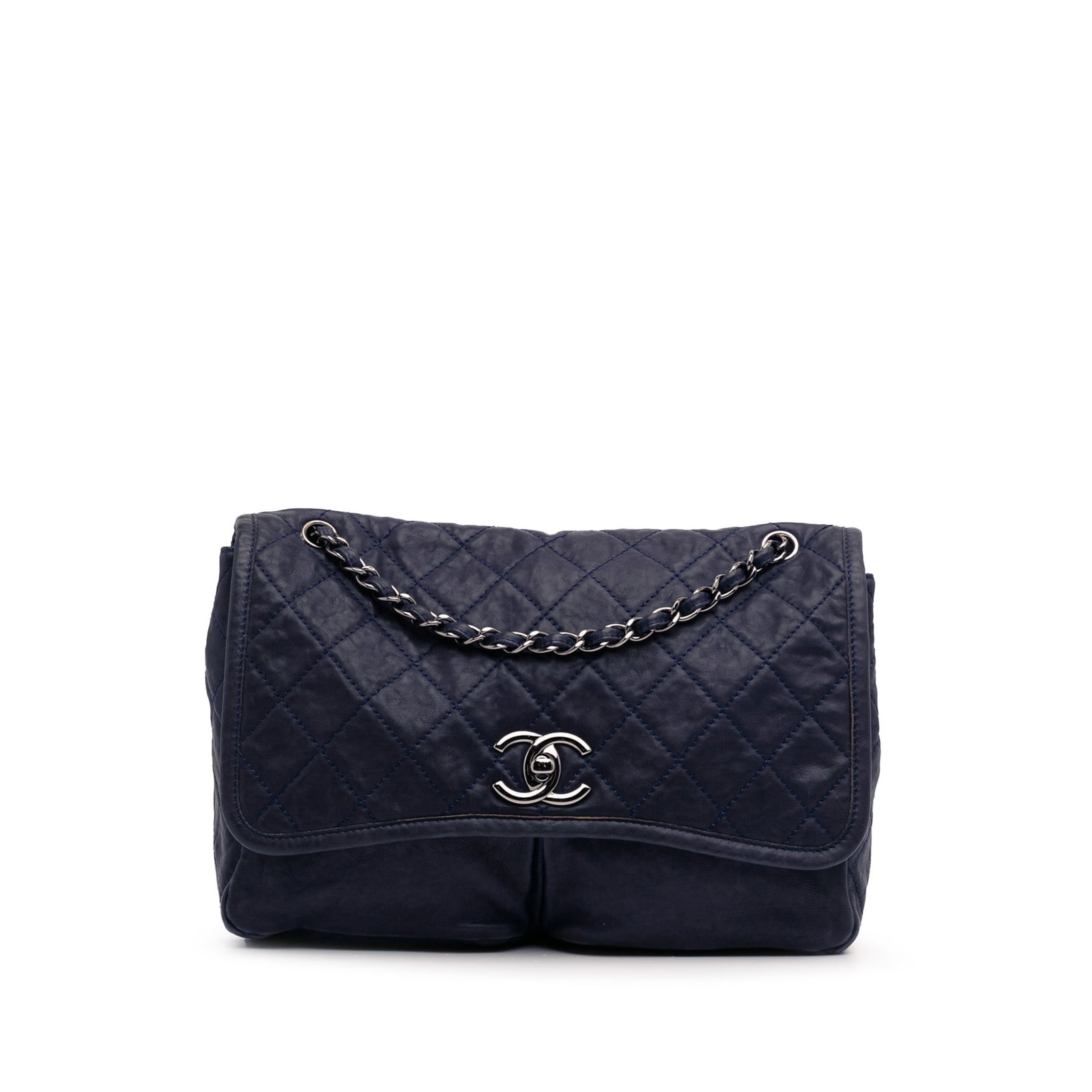 Chanel Large Quilted Calfskin Blue Natural Beauty Flap Bag: Chanel Large Quilted Calfskin Blue Natural Beauty Flap Bag Introducing the Chanel Large Quilted Calfskin Natural Beauty Split Pocket Flap, a stunning handbag that combines elegance and functionality. 