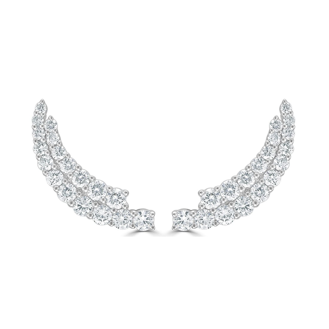 14K White Gold Diamond Earring Climbers 1.28 Cts SI1 Unisex: 14K White Gold Diamond Earring Climbers 1.28 Cts SI1 Unisex These stunning Diamond Earring Climbers feature a modern design crafted from 14K white gold. Adorned with 36 round diamonds weighing a total