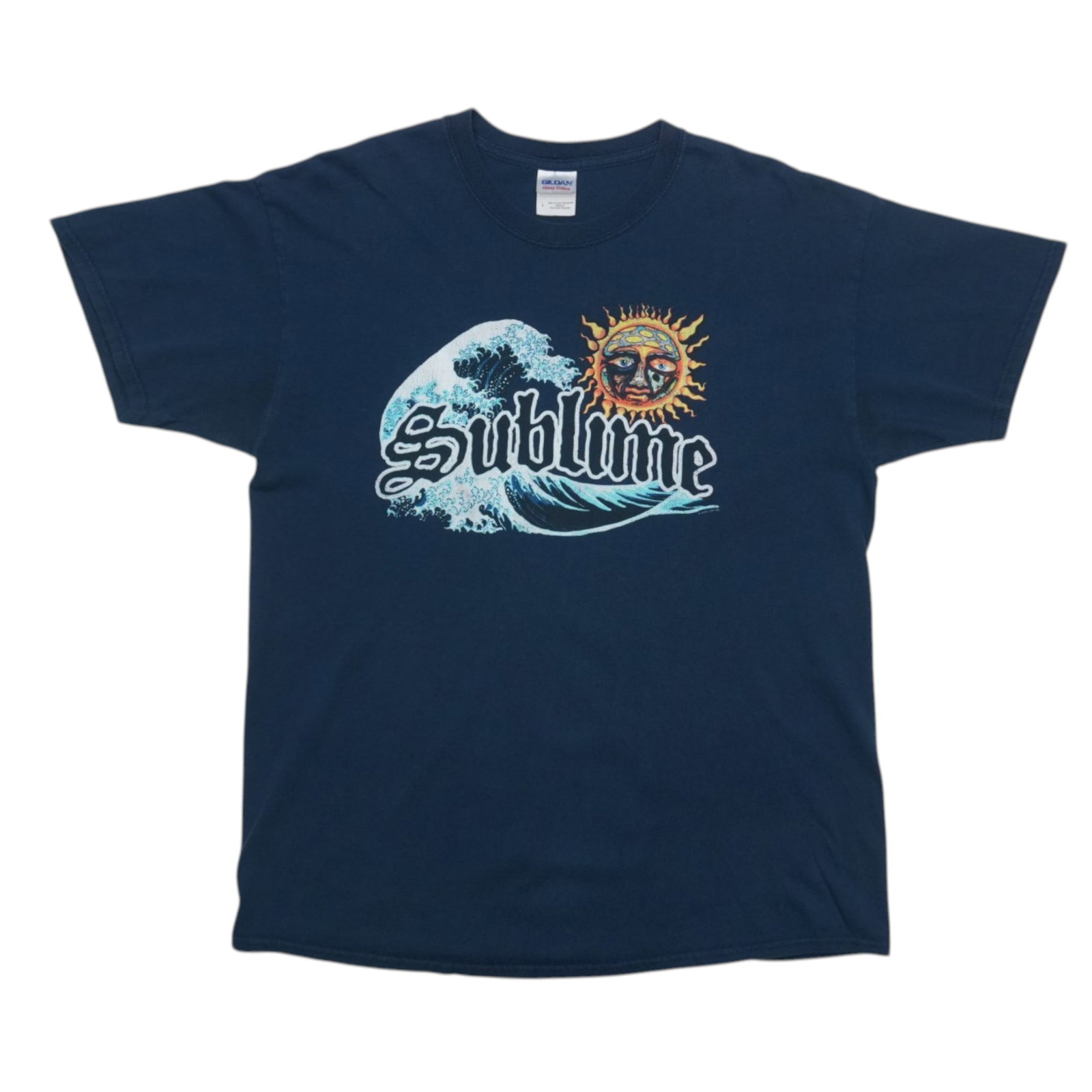 Vintage 2000s Sublime Blue Cotton Graphic T Shirt Size Large: Vintage 2000s Sublime Blue Cotton Graphic T Shirt Size Large This is an original vintage Sublime shirt from the 2000s, featuring a front graphic design. Crafted from 100% cotton, the shirt is blue in 