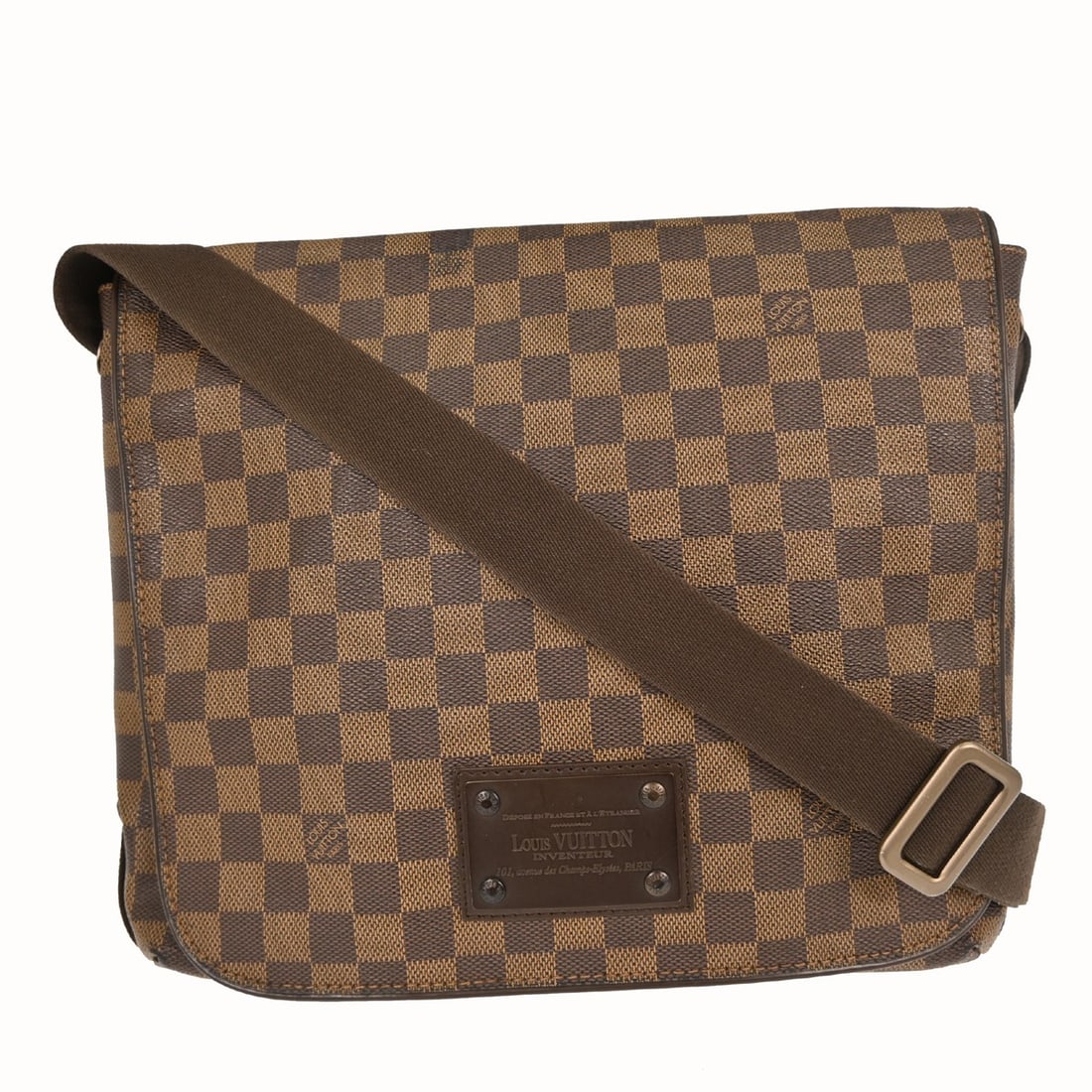 Louis Vuitton Damier Brooklyn MM Medium Shoulder Bag Brown Canvas: Louis Vuitton Damier Brooklyn MM Medium Shoulder Bag Brown Canvas This Louis Vuitton Brooklyn MM shoulder bag features the signature Damier canvas exterior with brown leather shoulder strap, complemen
