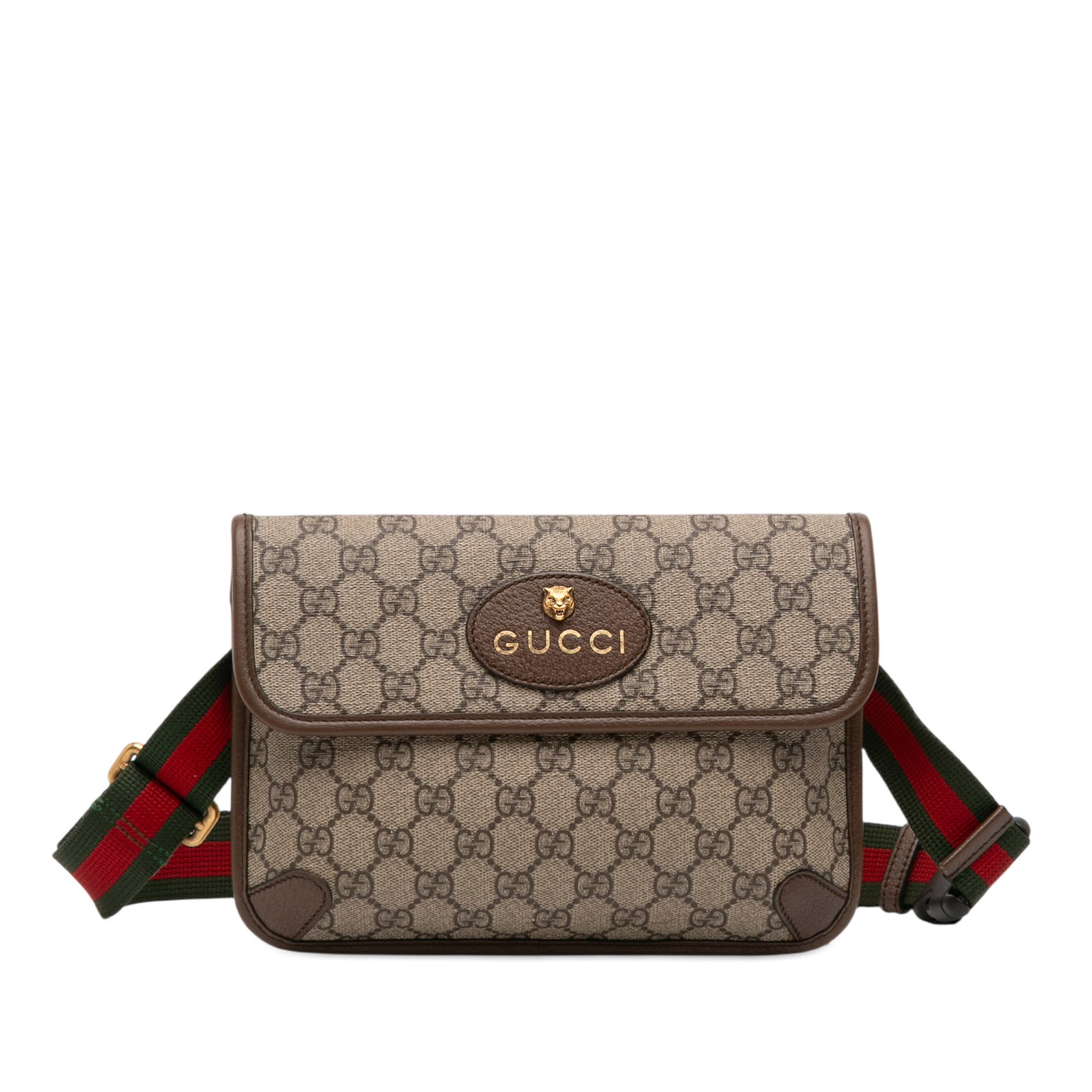 Gucci GG Supreme Web Neo Vintage Beige Canvas Belt Bag with Leather Trim: Gucci GG Supreme Web Neo Vintage Beige Canvas Belt Bag with Leather Trim This Gucci GG Supreme Web Neo Vintage Belt Bag features a coated canvas body with leather trim, an adjustable flat web waist st