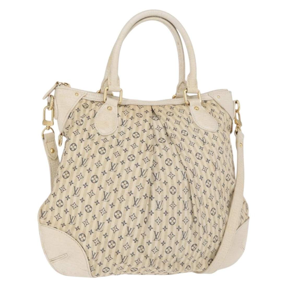 Beige Canvas Louis Vuitton Marina PM Handbag Mini Lin Croisette: Beige Canvas Louis Vuitton Marina PM Handbag Mini Lin Croisette This pre-owned Louis Vuitton Marina Handbag in Mini Lin Croisette features beige canvas material with leather details. It is designed fo