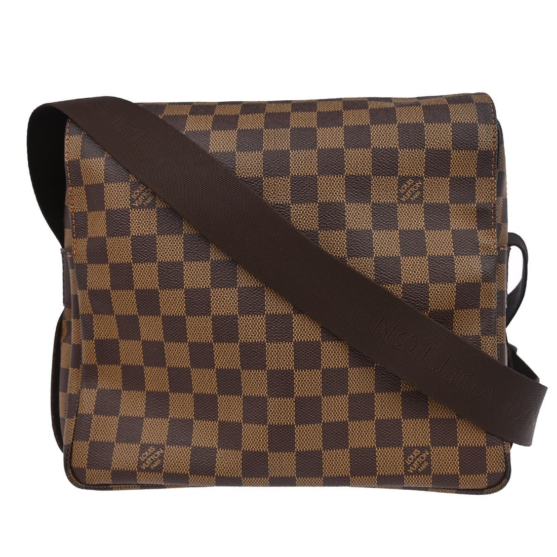 Louis Vuitton Naviglio Damier Canvas Crossbody Shoulder Bag Brown N45255: Louis Vuitton Naviglio Damier Canvas Crossbody Shoulder Bag Brown N45255 This Louis Vuitton Damier Naviglio shoulder bag features a classic check pattern crafted from Damier canvas leather with brown 