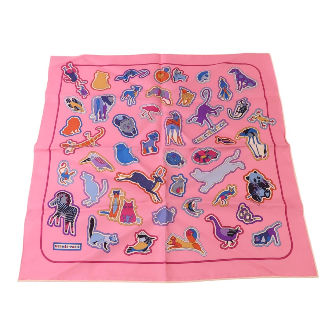 Hermes Silk Scarf 40x40 Pink Blue Multicolor French Designer Accessory: Hermes Silk Scarf 40x40 Pink Blue Multicolor French Designer Accessory This Hermes scarf features a vibrant pink, blue, and multicolor design crafted from luxurious silk. Designed for women, this eleg