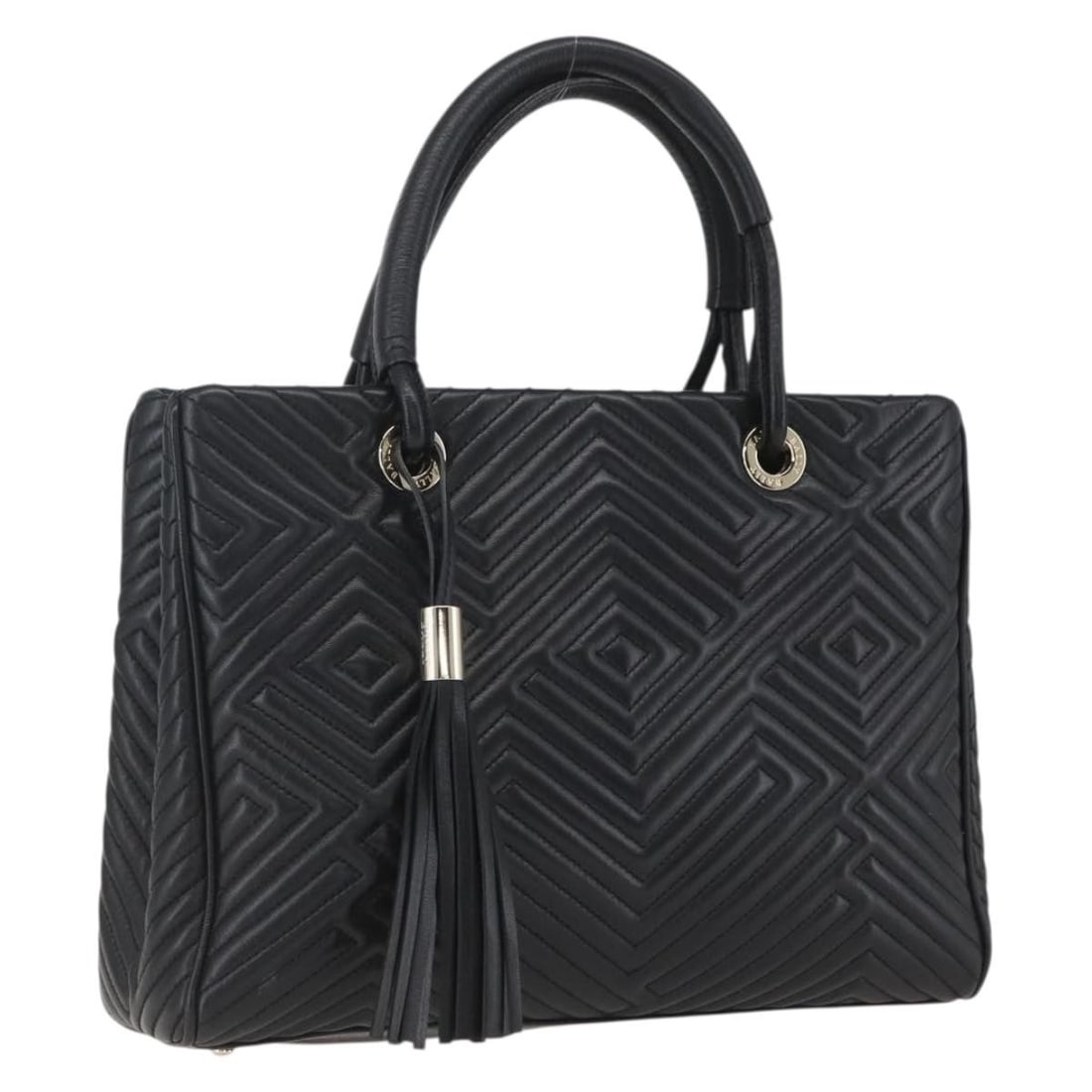 Black and Gold Leather Handbag by Bally Italy: Black and Gold Leather Handbag by Bally Italy This Bally handbag is crafted from leather in a black and gold color scheme. Made in Italy, it features a structured silhouette with dual top handles. The