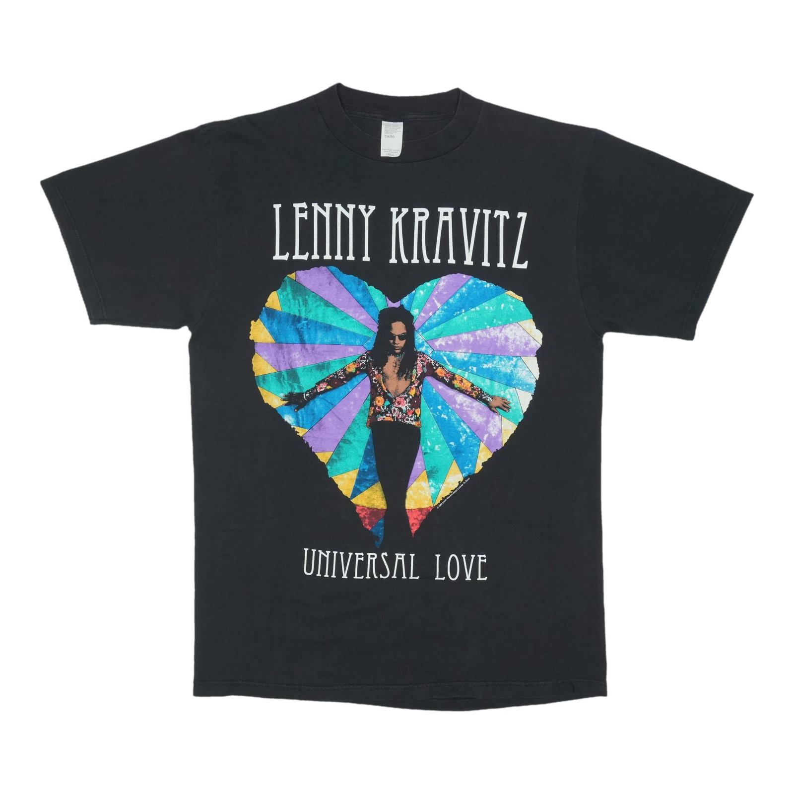 Vintage 1993 Lenny Kravitz Universal Love Black Cotton T-Shirt Size Large (1 of 5)