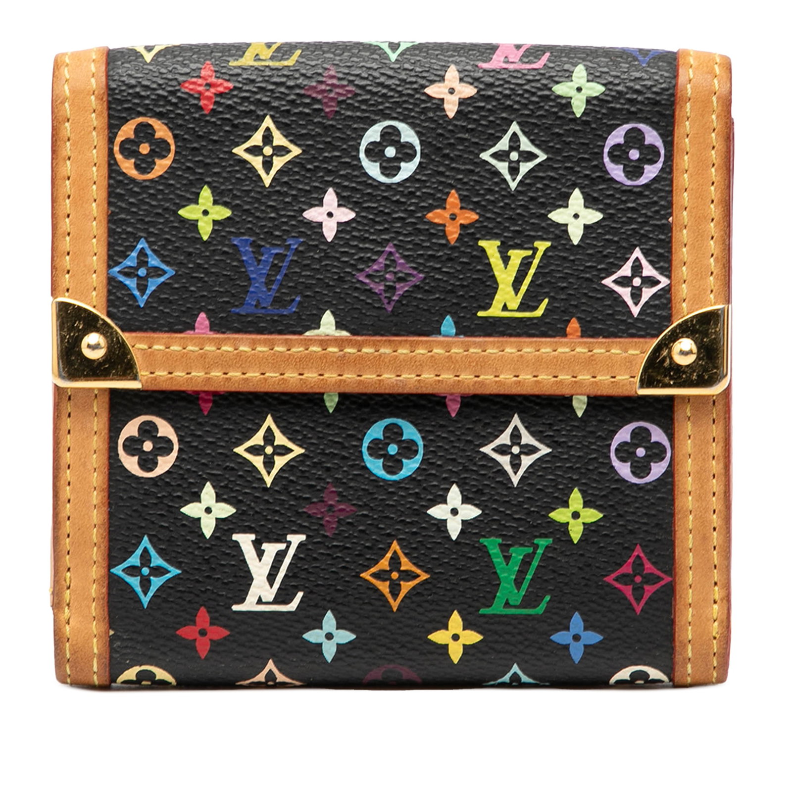 Louis Vuitton Multicolore Canvas Elise Trifold Wallet with Vachetta Leather Trim: Louis Vuitton Multicolore Canvas Elise Trifold Wallet with Vachetta Leather Trim This Louis Vuitton Monogram Multicolore Portefeuille Elise Trifold Wallet features a multicolore monogram canvas with v