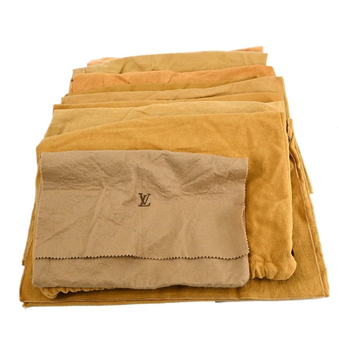 Louis Vuitton Authentic Dust Bag Set of 10 Brown Beige Cotton: Louis Vuitton Authentic Dust Bag Set of 10 Brown Beige Cotton This set of 10 authentic Louis Vuitton dust bags is crafted from 100% cotton in a classic brown and beige color scheme. Ideal for protecti