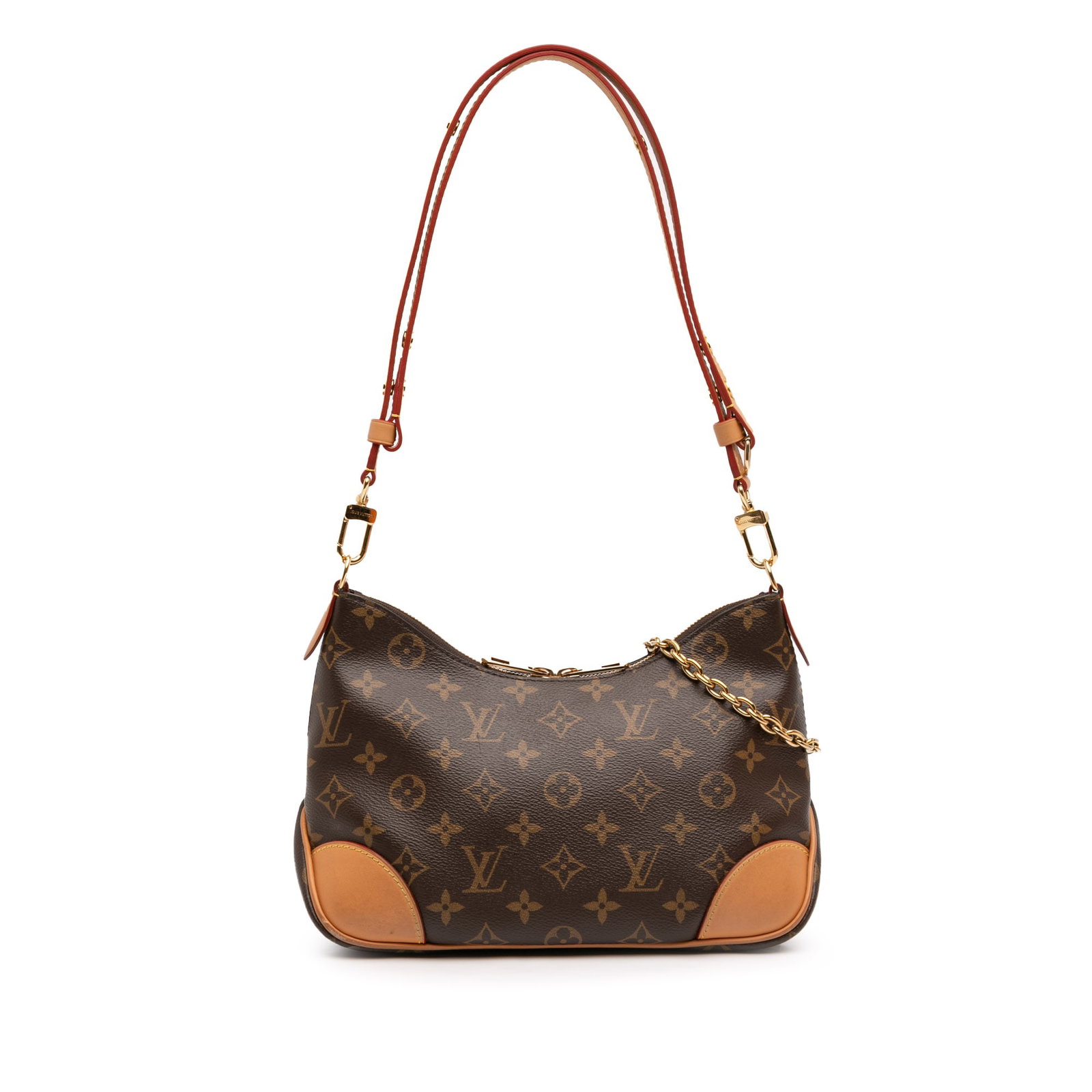 Louis Vuitton Boulogne Shoulder Bag Monogram Canvas with Leather Trim: Louis Vuitton Boulogne Shoulder Bag Monogram Canvas with Leather Trim This Louis Vuitton Monogram Boulogne features the signature monogram canvas with vachetta leather trim, a chain link handle, and a