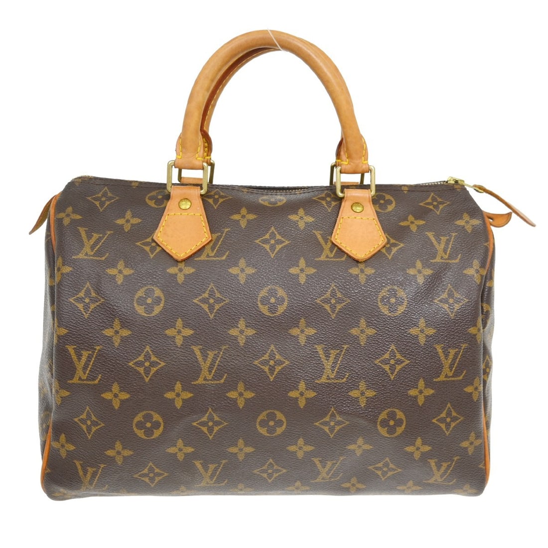 Louis Vuitton Speedy 30 Monogram Canvas Satchel Handbag: Louis Vuitton Speedy 30 Monogram Canvas Satchel Handbag This is a Louis Vuitton Speedy 30 handbag crafted from the brand's iconic monogram canvas. The bag features double beige leather handles, a zip 