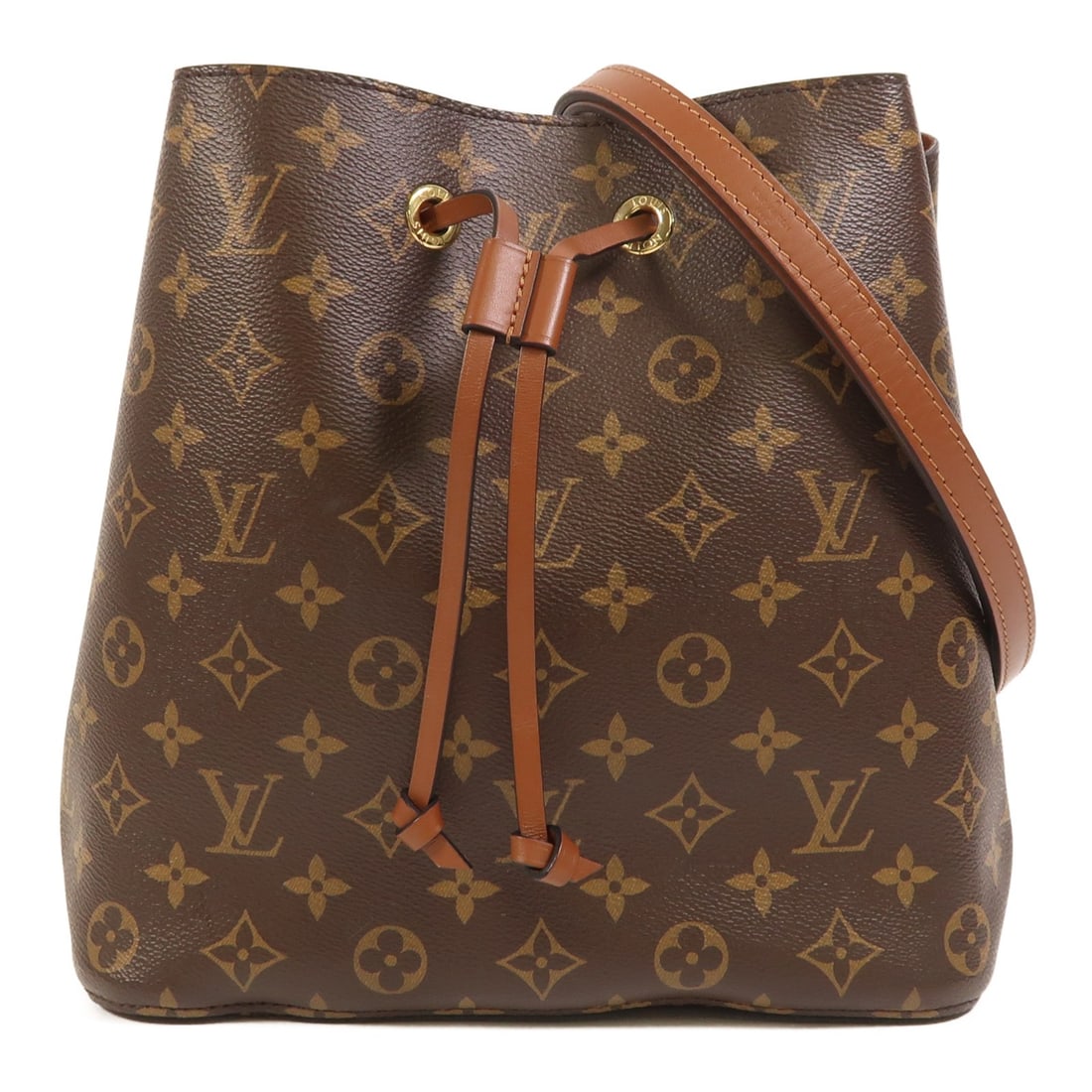 LOUIS VUITTON NeoNoe MM Monogram Brown Bucket Tote Bag M44887: LOUIS VUITTON NeoNoe MM Monogram Brown Bucket Tote Bag M44887 This LOUIS VUITTON NeoNoe MM Shoulder Bag is a stylish 2-way tote crafted from durable PVC coated canvas in a rich brown color. The bag fe