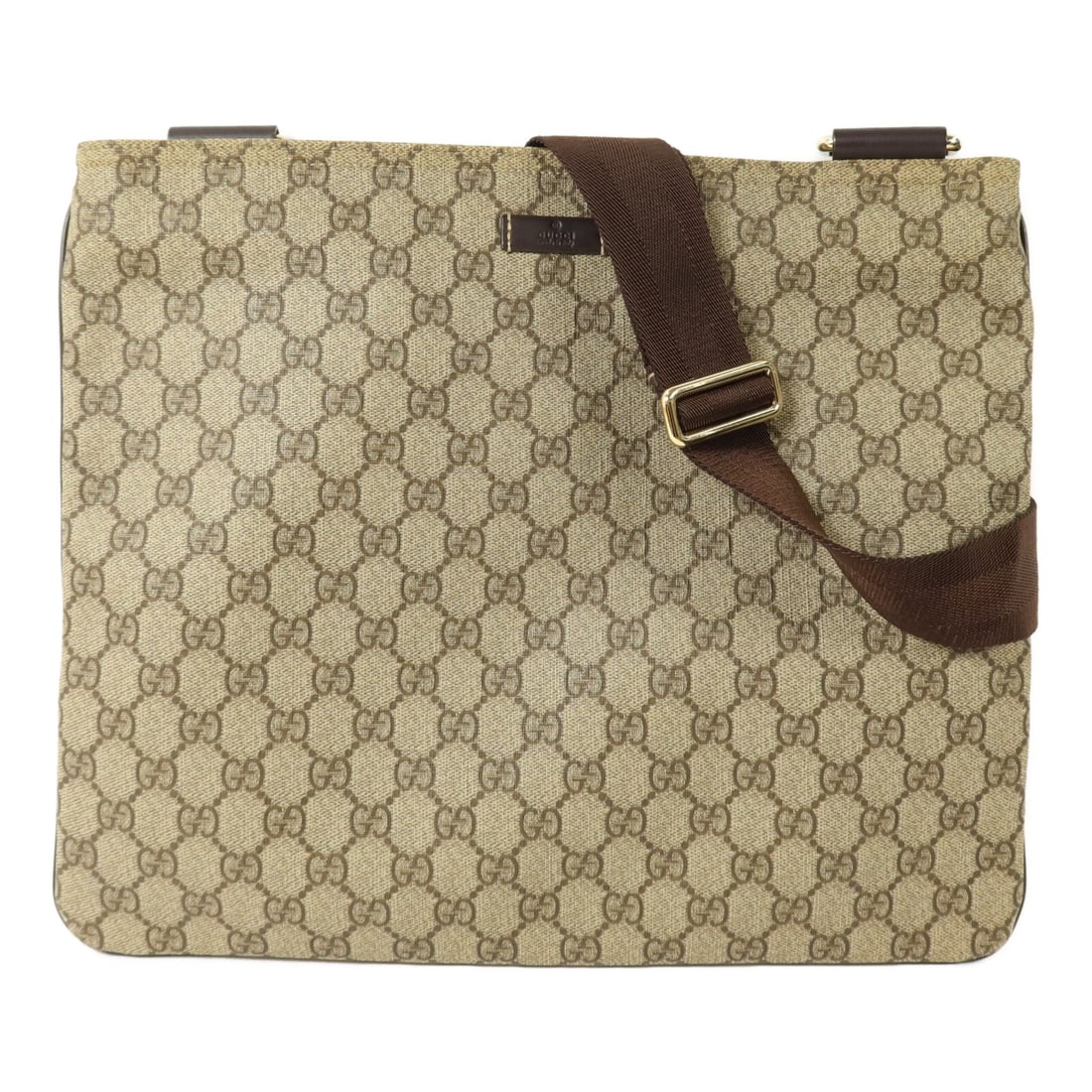 Gucci 201446 Brown PVC Coated Canvas Shoulder Bag GHW: Gucci 201446 Brown PVC Coated Canvas Shoulder Bag GHW This GUCCI shoulder bag features a brown PVC coated canvas exterior, offering both durability and classic style. Designed for women, it showcases 