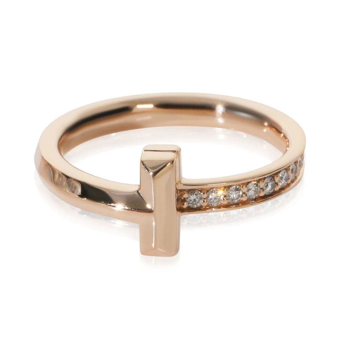 Tiffany T T1 18k Rose Gold Diamond Ring Size 6 (1 of 4)