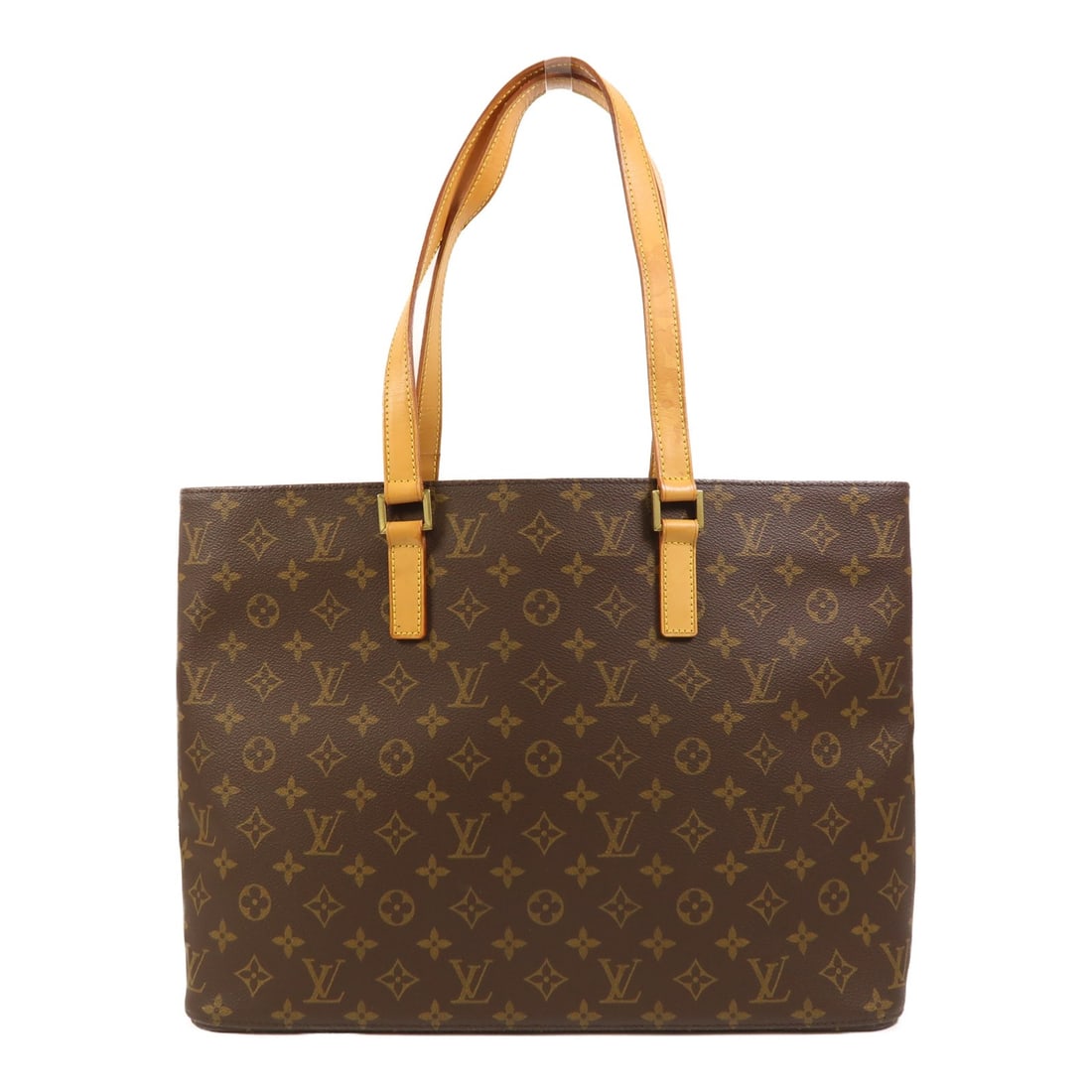 Louis Vuitton Monogram Luco Shoulder Tote Bag M51155 with Gold Hardware: Louis Vuitton Monogram Luco Shoulder Tote Bag M51155 with Gold Hardware This Louis Vuitton Luco tote bag features the iconic monogram pattern in brown PVC coated canvas. Designed as a shoulder bag, it