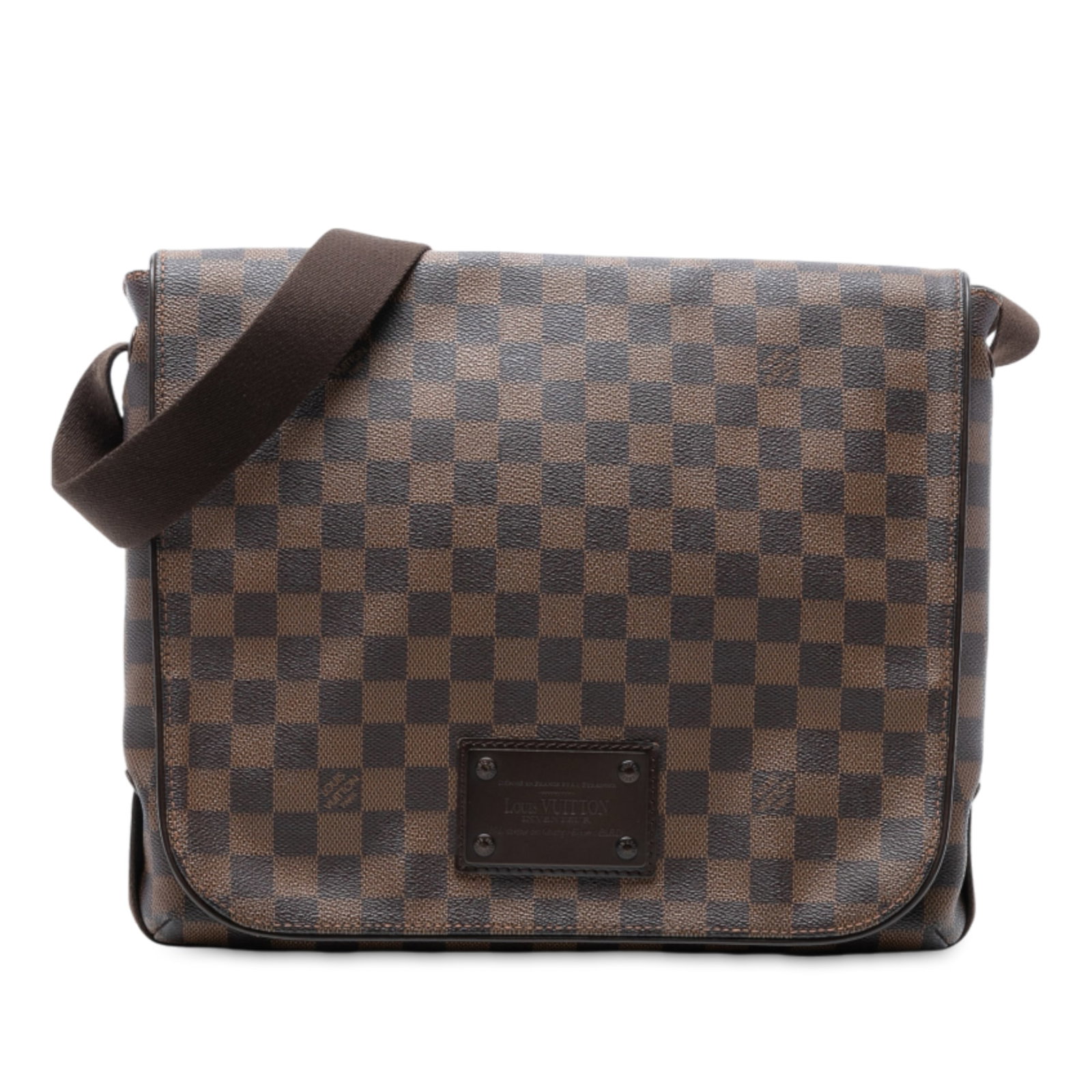 Louis Vuitton Damier Ebene Brooklyn MM Bag Brown Canvas: Louis Vuitton Damier Ebene Brooklyn MM Bag Brown Canvas This Louis Vuitton Damier Ebene Brooklyn MM is a stylish and functional bag crafted from durable damier ebene canvas. Featuring an adjustable fl