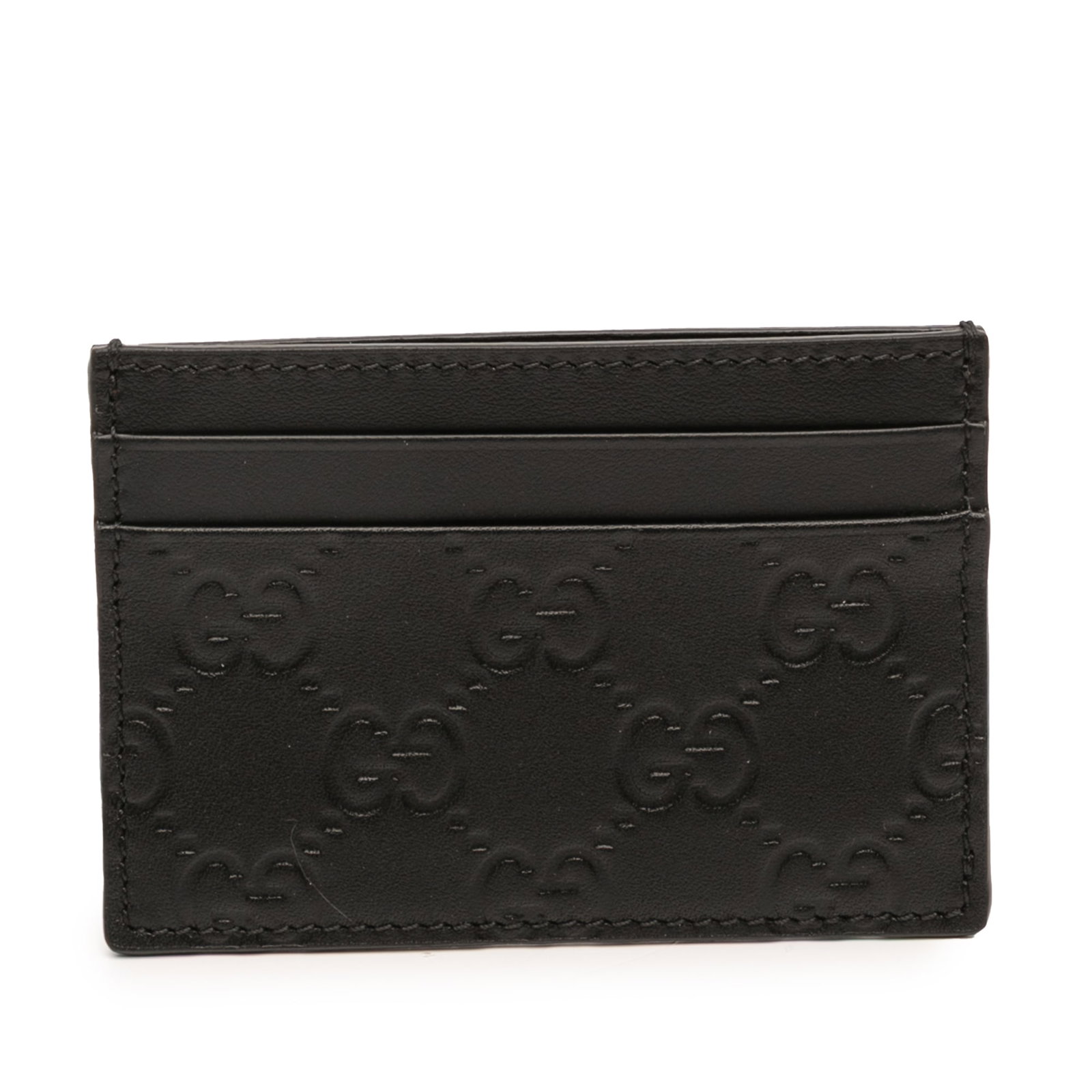 Gucci Guccissima Leather Black Card Holder from Italy: Gucci Guccissima Leather Black Card Holder from Italy This Guccissima card holder features an embossed leather body with dedicated card slots, offering a stylish and functional accessory for organizin