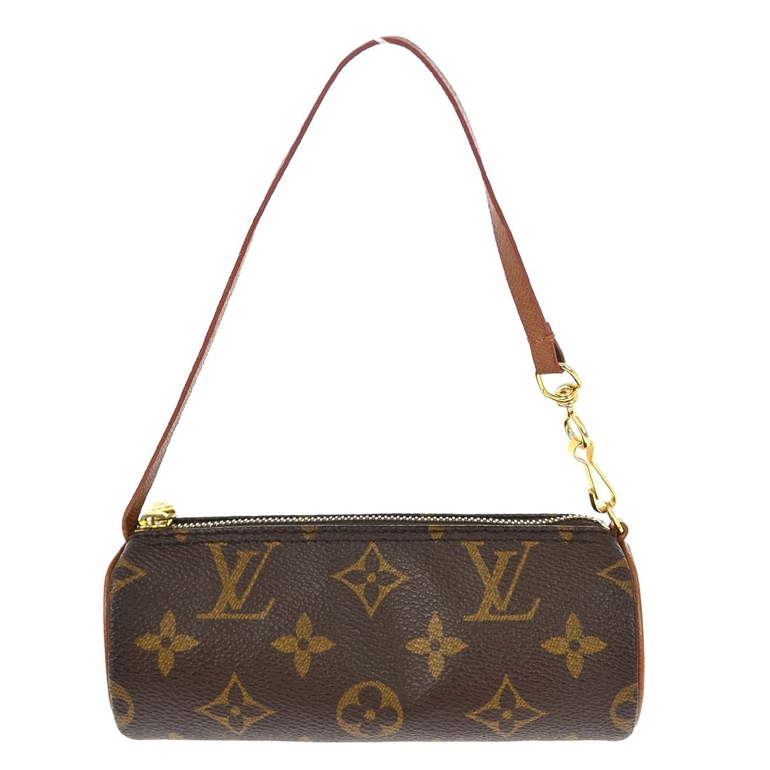 Louis Vuitton Papillon Monogram Canvas Micro Top Handle Handbag with Pouch: Louis Vuitton Papillon Monogram Canvas Micro Top Handle Handbag with Pouch This Louis Vuitton Papillon pouch bag features the iconic Monogram canvas exterior, complemented by brown leather top handles