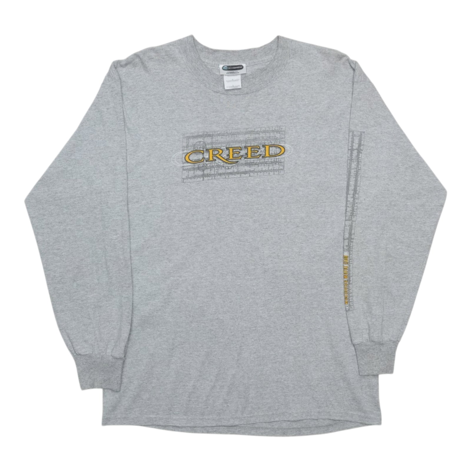 Vintage 2003 Creed Weathered Tour Gray Long Sleeve Cotton Shirt: Vintage 2003 Creed Weathered Tour Gray Long Sleeve Cotton Shirt This is an original vintage long sleeve shirt from the 2003 Creed Weathered World Tour. Featuring a front graphic only, the shirt is mad