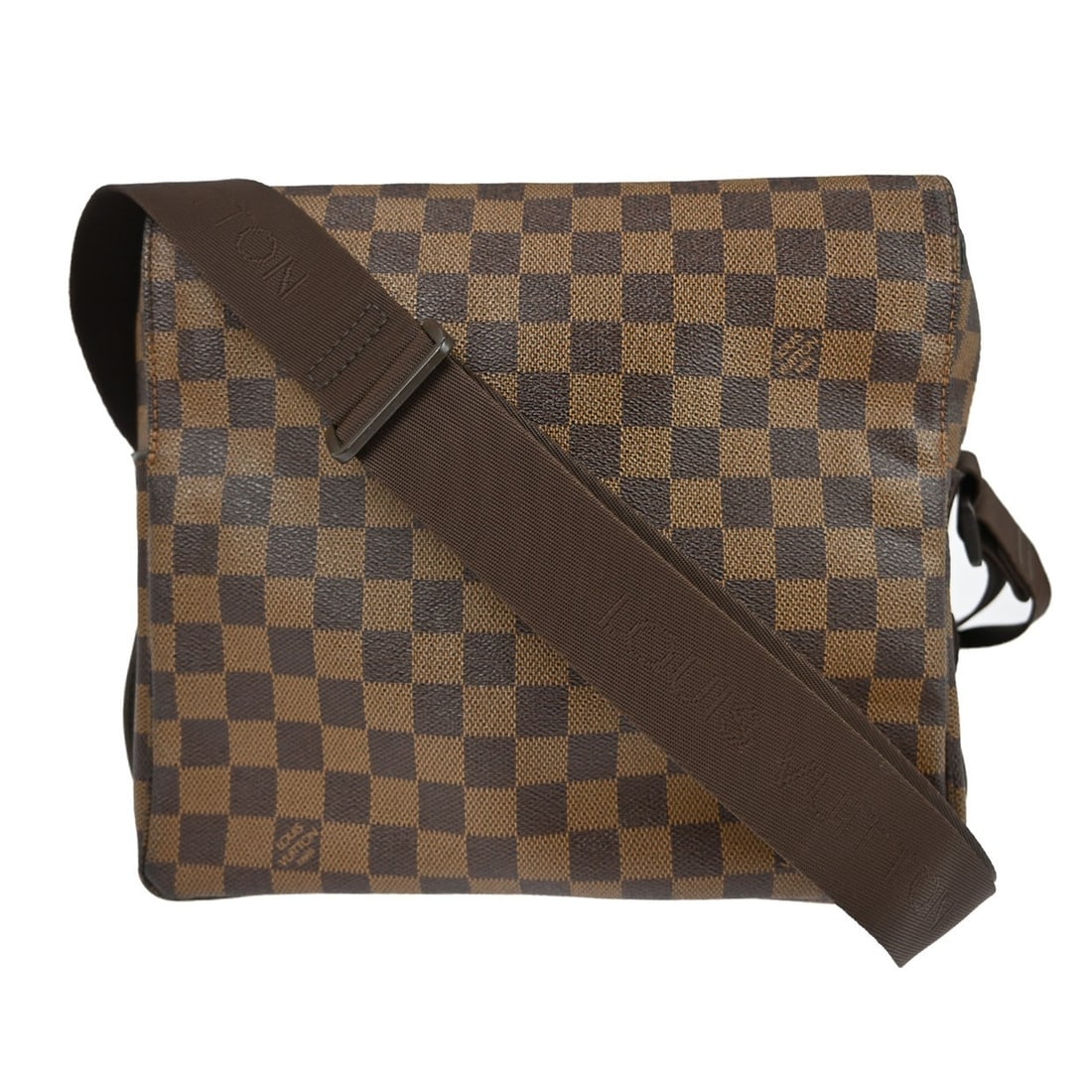 Louis Vuitton Naviglio Damier Canvas Medium Shoulder Bag Brown N45255: Louis Vuitton Naviglio Damier Canvas Medium Shoulder Bag Brown N45255 This Louis Vuitton Damier Naviglio shoulder bag features a classic check pattern on brown canvas with Alcantara lining. Designed f