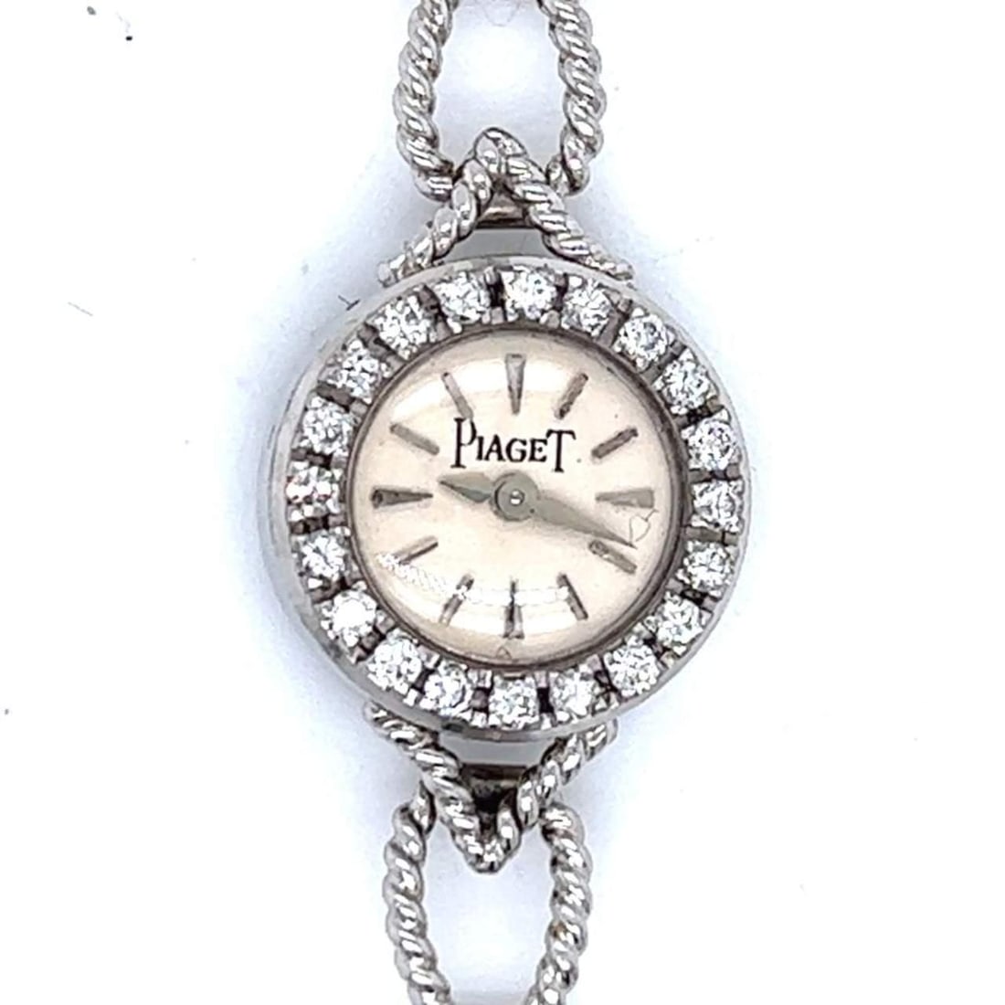 Piaget 18K White Gold Diamond Cocktail Watch 20 Diamonds 0.40 Ct: Piaget 18K White Gold Diamond Cocktail Watch 20 Diamonds 0.40 Ct This stunning Piaget cocktail watch is crafted in 18K white gold and features an elegant design adorned with 20 diamonds, totaling appr