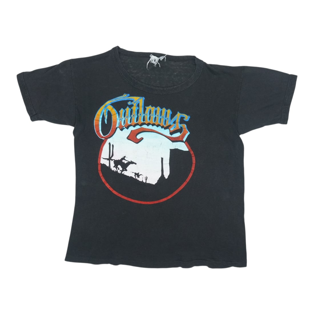 Vintage 1970s Black Cotton Outlaws Band Shirt (1 of 5)