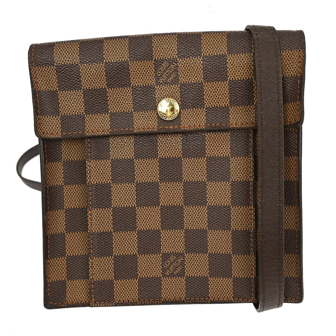 Louis Vuitton Damier Pimlico Brown Small Crossbody Bag with Adjustable Strap: Louis Vuitton Damier Pimlico Brown Small Crossbody Bag with Adjustable Strap This Louis Vuitton Damier Pimlico crossbody shoulder bag features the signature check pattern on brown Damier canvas leathe