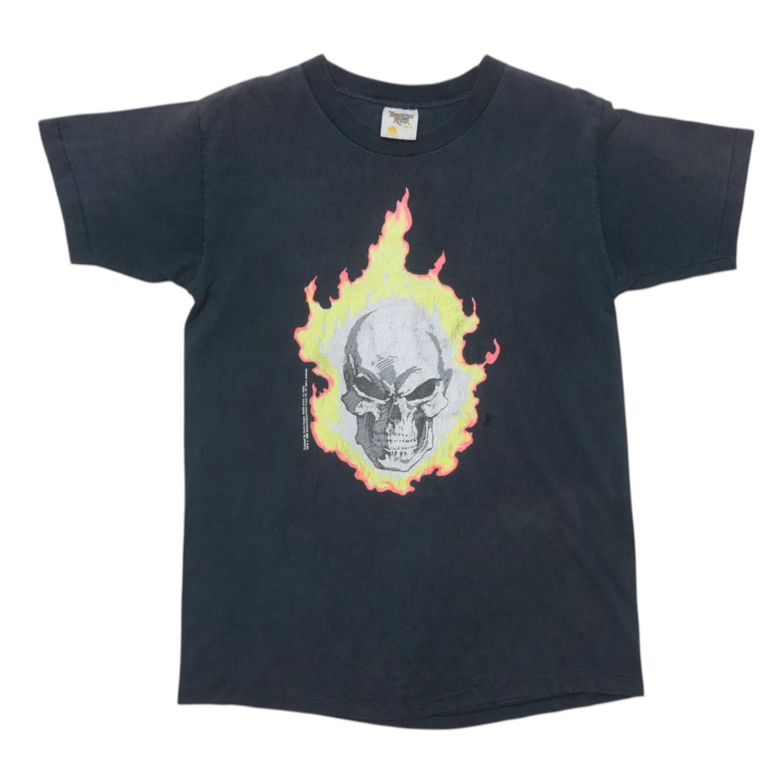 Vintage 1990s Ghost Rider Marvel Comics Black Cotton Graphic T Shirt: Vintage 1990s Ghost Rider Marvel Comics Black Cotton Graphic T Shirt This is an original vintage 1990s Ghost Rider Marvel Comics shirt featuring front and back graphics. The shirt is made from 100% co