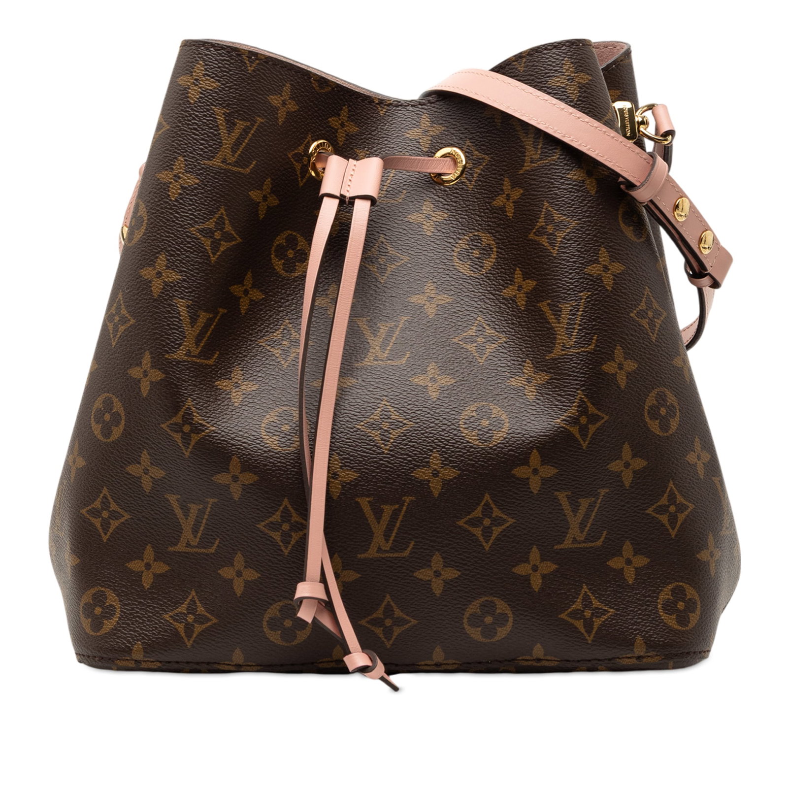 Neonoe MM Bucket Bag Monogram Canvas with Drawstring by Louis Vuitton: Neonoe MM Bucket Bag Monogram Canvas with Drawstring by Louis Vuitton The Louis Vuitton Monogram Neonoe MM is crafted from signature monogram canvas and features a detachable flat leather strap. The b