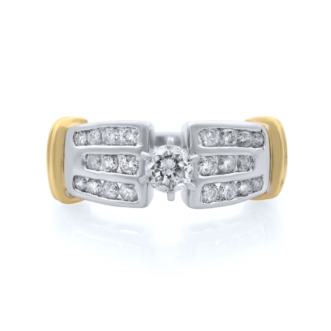 Rachel Koen 14K Multi-Tone Gold 0.75ct Diamond Cocktail Ring Size 7: Rachel Koen 14K Multi-Tone Gold 0.75ct Diamond Cocktail Ring Size 7 This stunning ladies' cocktail ring by Rachel Koen is a perfect blend of elegance and sophistication. Crafted from 14K multi-tone go