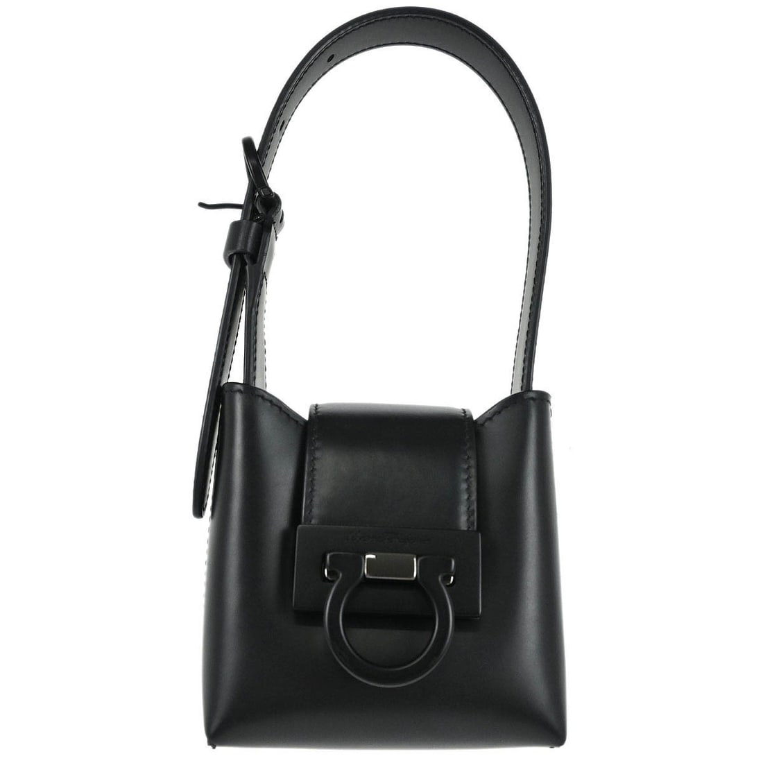 Salvatore Ferragamo Black Gancini Leather Handbag Top Handle (1 of 10)