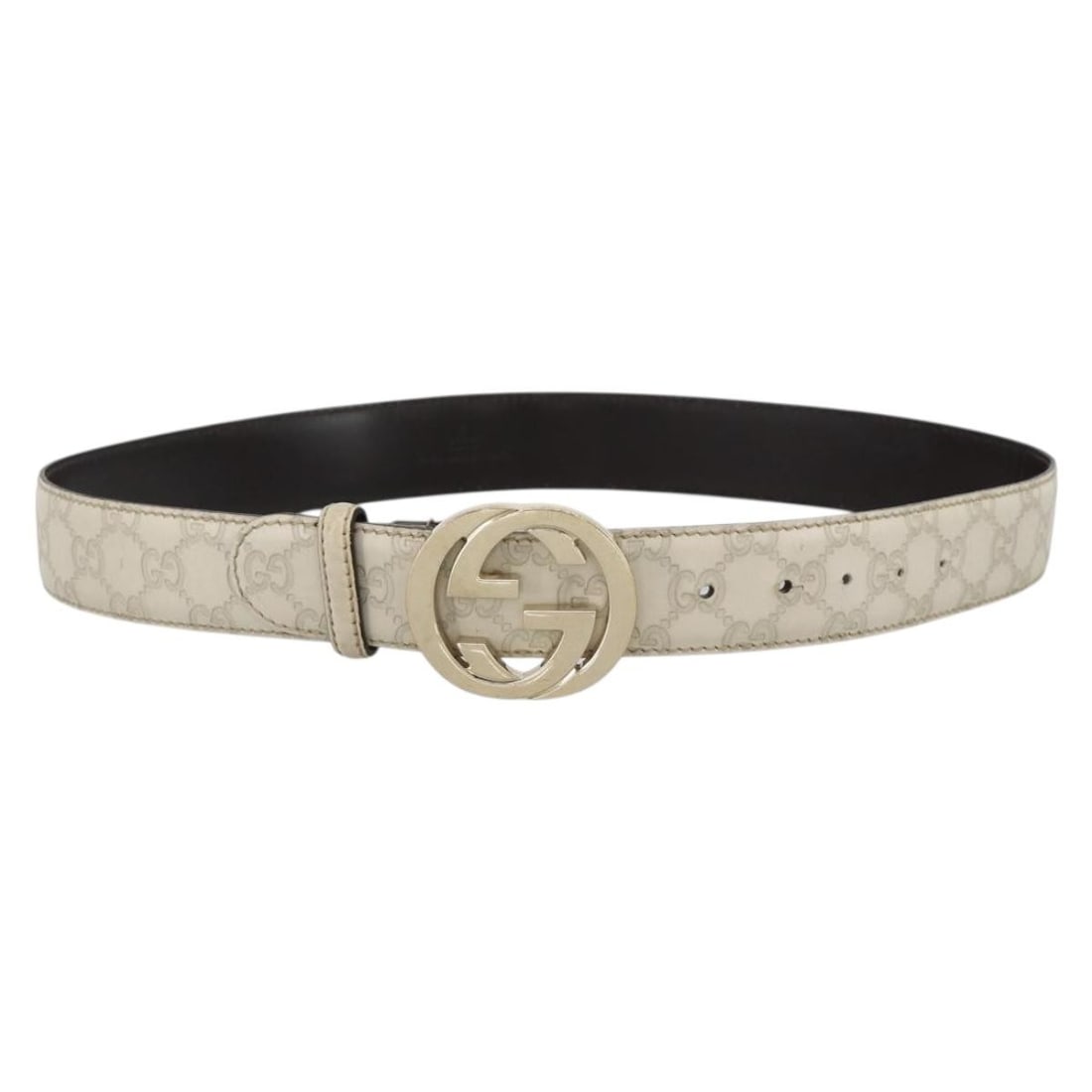 Vintage Gucci Leather Reversible Belt with Interlocking G Buckle White (1 of 13)