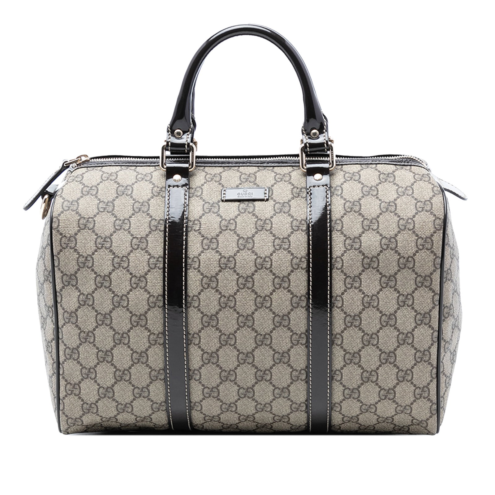 Gucci Joy Boston Medium GG Supreme Coated Canvas Bag Beige: Gucci Joy Boston Medium GG Supreme Coated Canvas Bag Beige This Gucci Medium GG Supreme Joy Boston Bag features a coated canvas body with leather trim, rolled leather handles, a top zip closure, and a