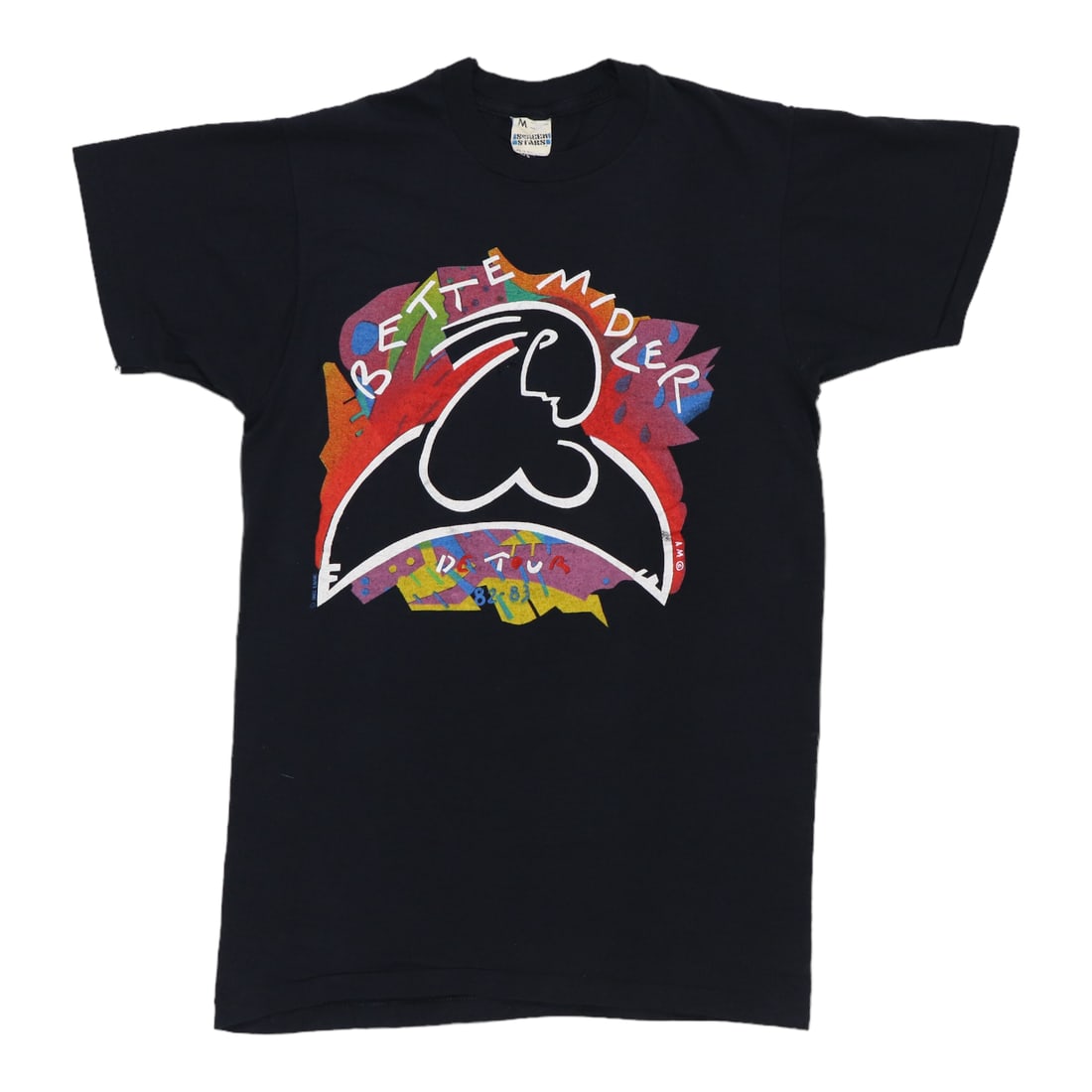 Vintage 1982 Bette Midler Concert Black Cotton Medium T Shirt: Vintage 1982 Bette Midler Concert Black Cotton Medium T Shirt This is an original vintage Bette Midler tour shirt from 1982. The shirt is made of 100% cotton in black and features front graphics only,