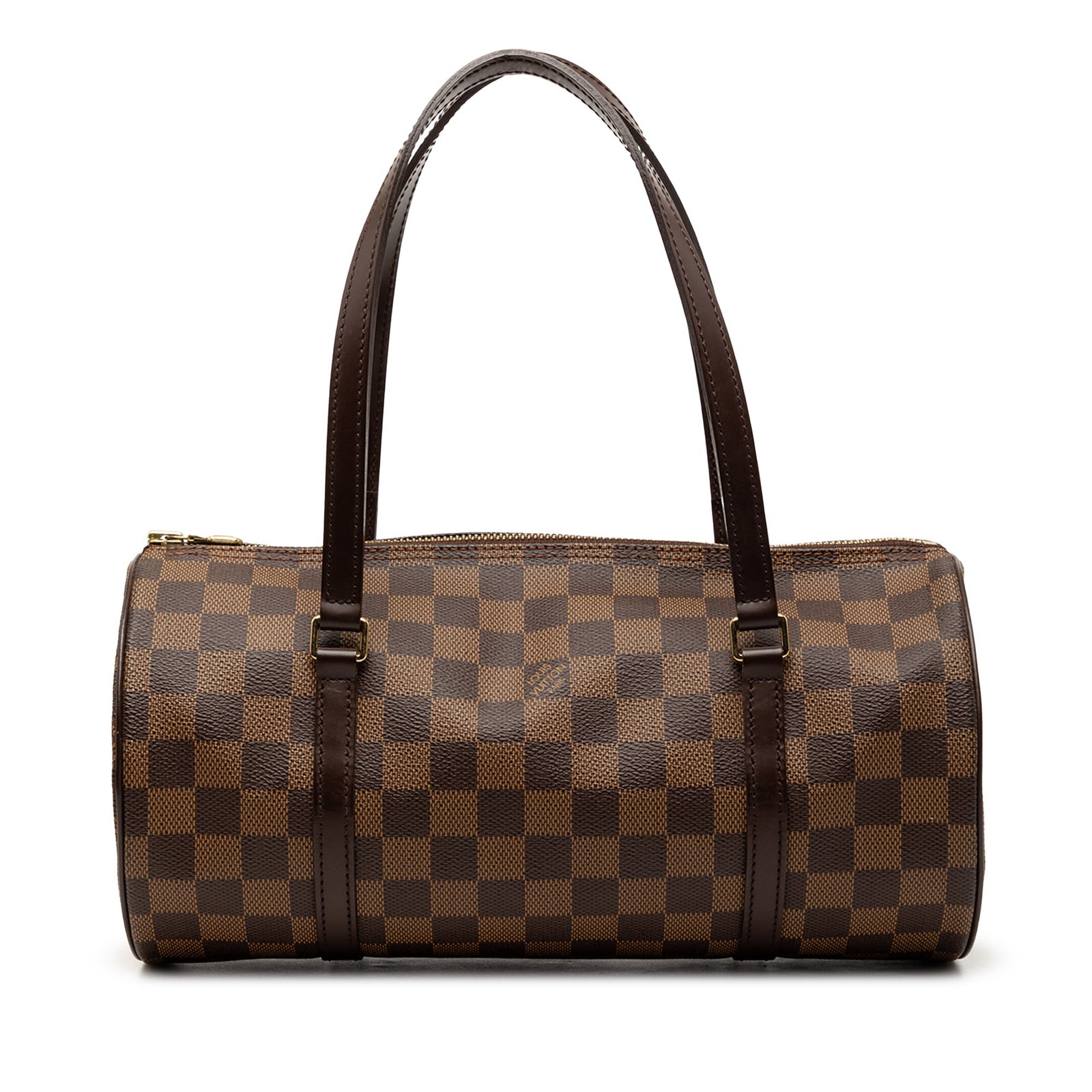 Louis Vuitton Papillon 30 Handbag in Damier Ebene Canvas: Louis Vuitton Papillon 30 Handbag in Damier Ebene Canvas The Louis Vuitton Damier Ebene Papillon 30 features a brown Damier Ebene canvas exterior with flat leather handles and a top zip closure. The b