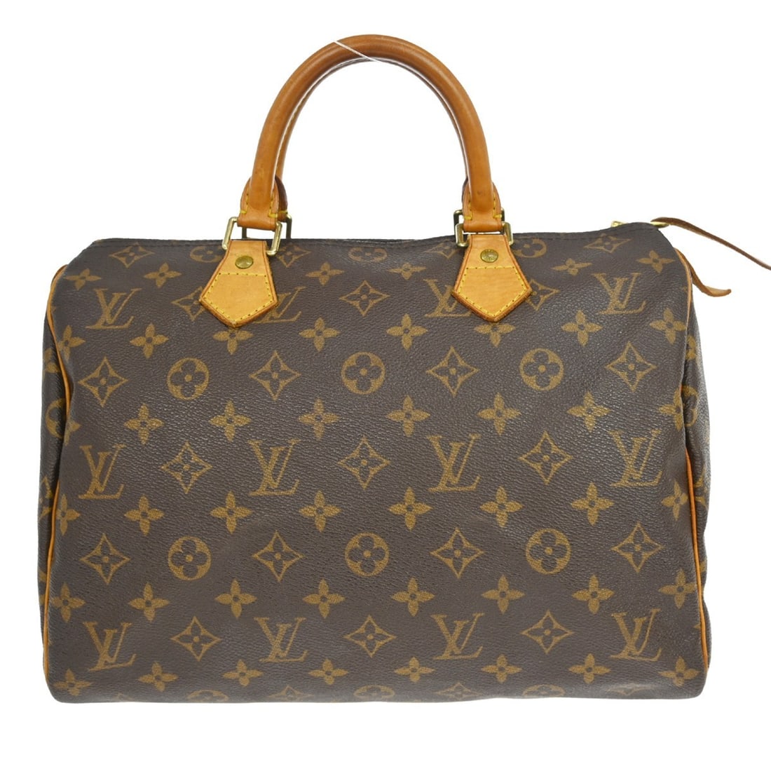 Louis Vuitton Speedy 30 Monogram Canvas Satchel Bag M41526: Louis Vuitton Speedy 30 Monogram Canvas Satchel Bag M41526 This Louis Vuitton Speedy 30 handbag features the iconic monogram pattern on brown canvas with beige leather double handles. Designed in a sa