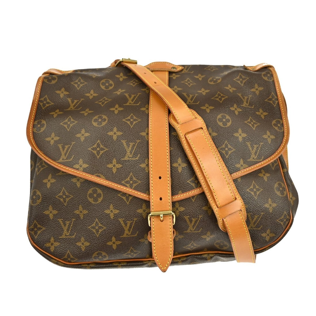 Louis Vuitton Saumur 35 Monogram Canvas Medium Brown Shoulder Bag: Louis Vuitton Saumur 35 Monogram Canvas Medium Brown Shoulder Bag The Louis Vuitton Saumur 35 is a vintage shoulder bag crafted from monogram canvas leather with brown leather trim. Designed for unise