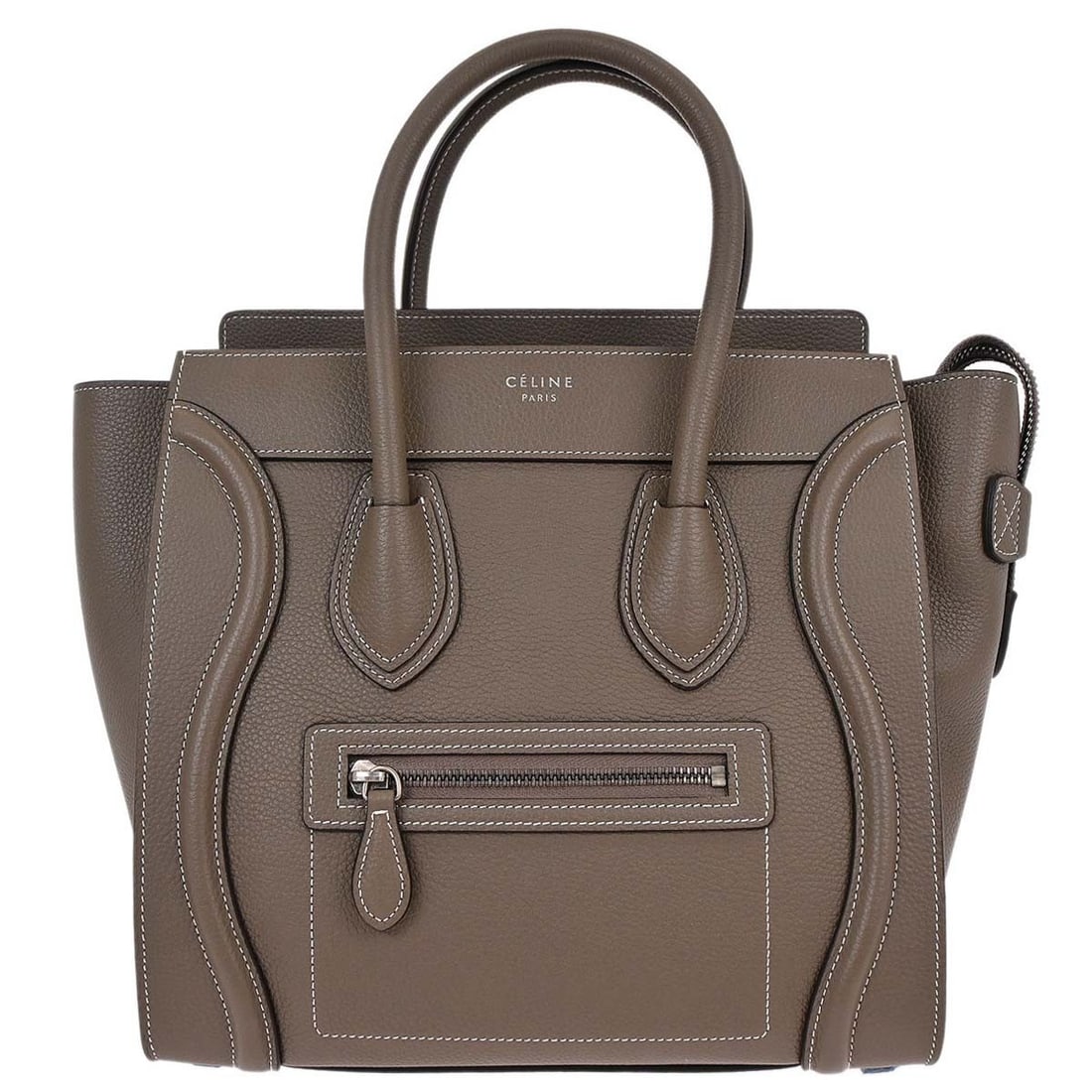 Celine Luggage Micro Tote Leather Top Handle Bag Brown S-CU-4177: Celine Luggage Micro Tote Leather Top Handle Bag Brown S-CU-4177 This Celine Luggage Micro Tote features a brown leather exterior with a top handle design, making it an ideal choice for casual occasio