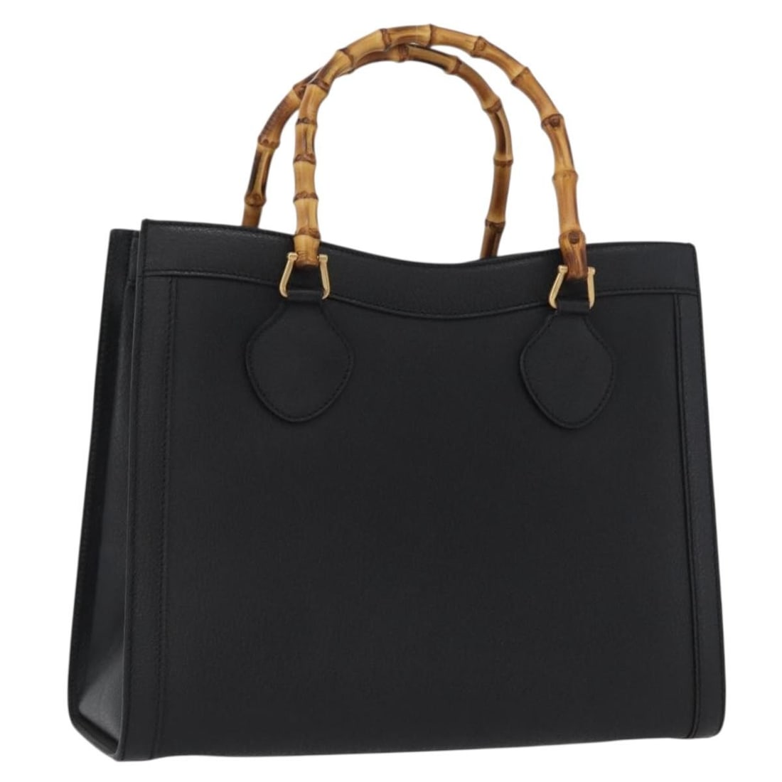 Gucci Black Leather Bamboo Handle Convertible Bag 002 0260 Italy: Gucci Black Leather Bamboo Handle Convertible Bag 002 0260 Italy This Gucci Bamboo handbag is crafted from black leather with gold-tone accents and features a 2-way style. The bag includes bamboo hand