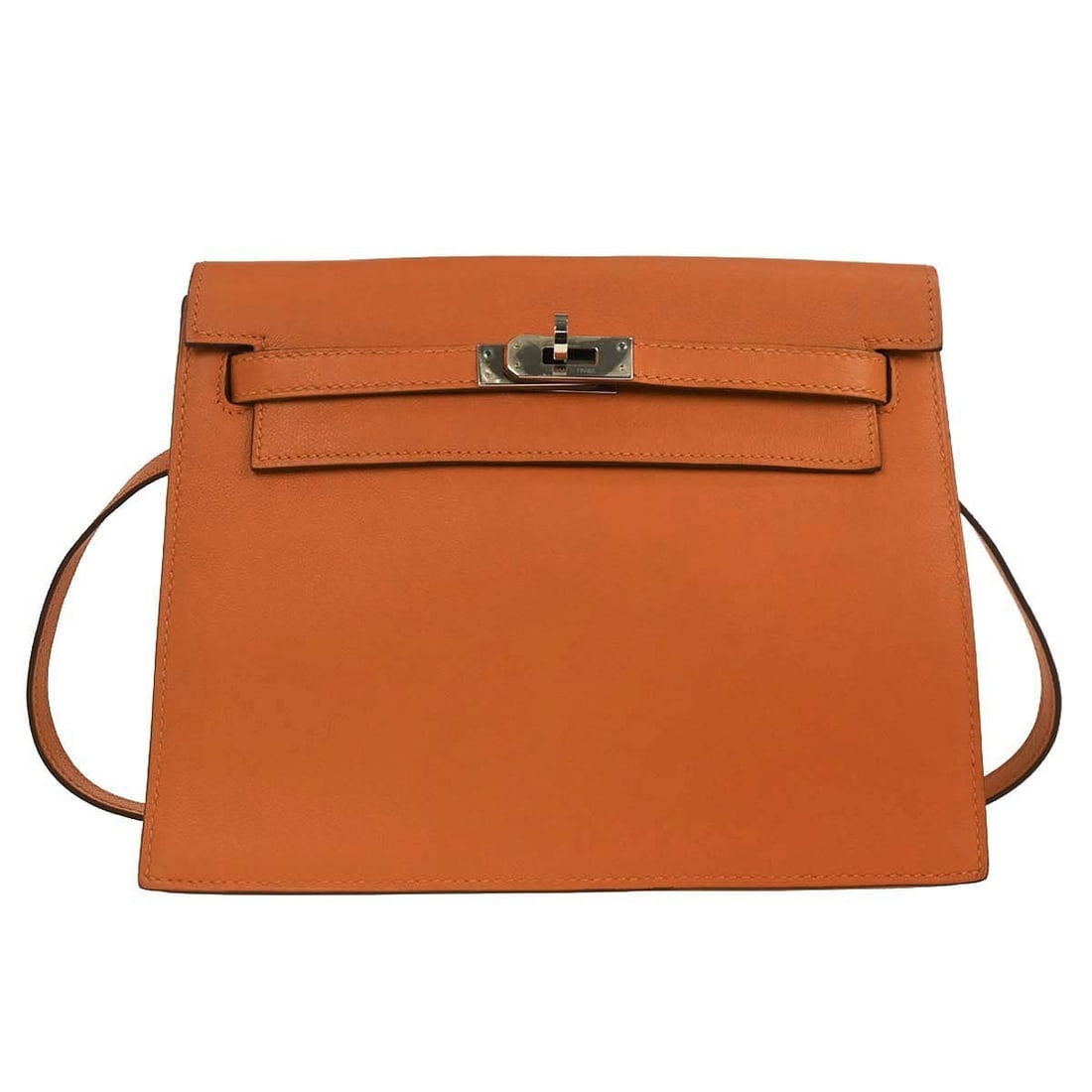 Hermes Kelly Dance 2 Orange Leather Convertible Shoulder Bum Clutch Bag: Hermes Kelly Dance 2 Orange Leather Convertible Shoulder Bum Clutch Bag This Hermes Kelly Dance 2 bag is crafted from orange leather and features silver-tone hardware. Designed as a versatile 5-way ba