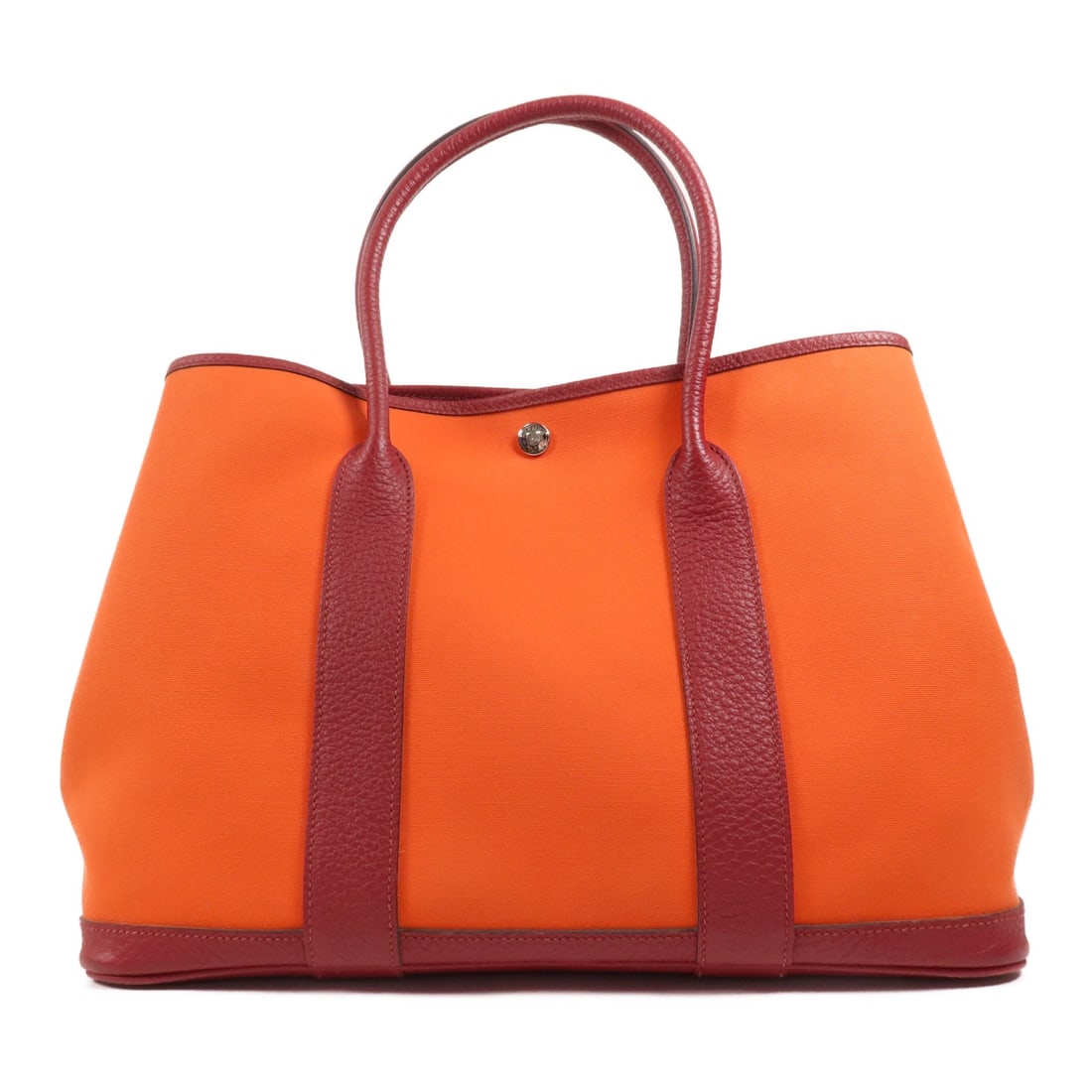 HERMES Garden Party PM Handbag Canvas Orange Red (1 of 18)