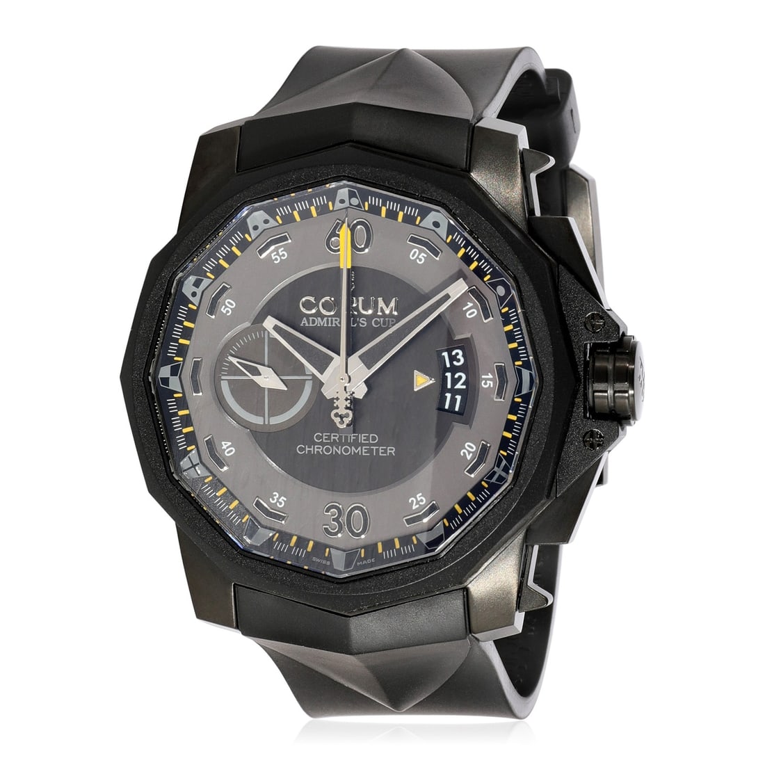 Corum Admirals Cup 960.101.94/0371 Men's Titanium Watch with Box and Papers: Corum Admirals Cup 960.101.94/0371 Men's Titanium Watch with Box and Papers The Corum Admirals Cup 960.101.94/0371 AN12 is a luxury men's wrist watch, featuring a robust titanium case with an octagona