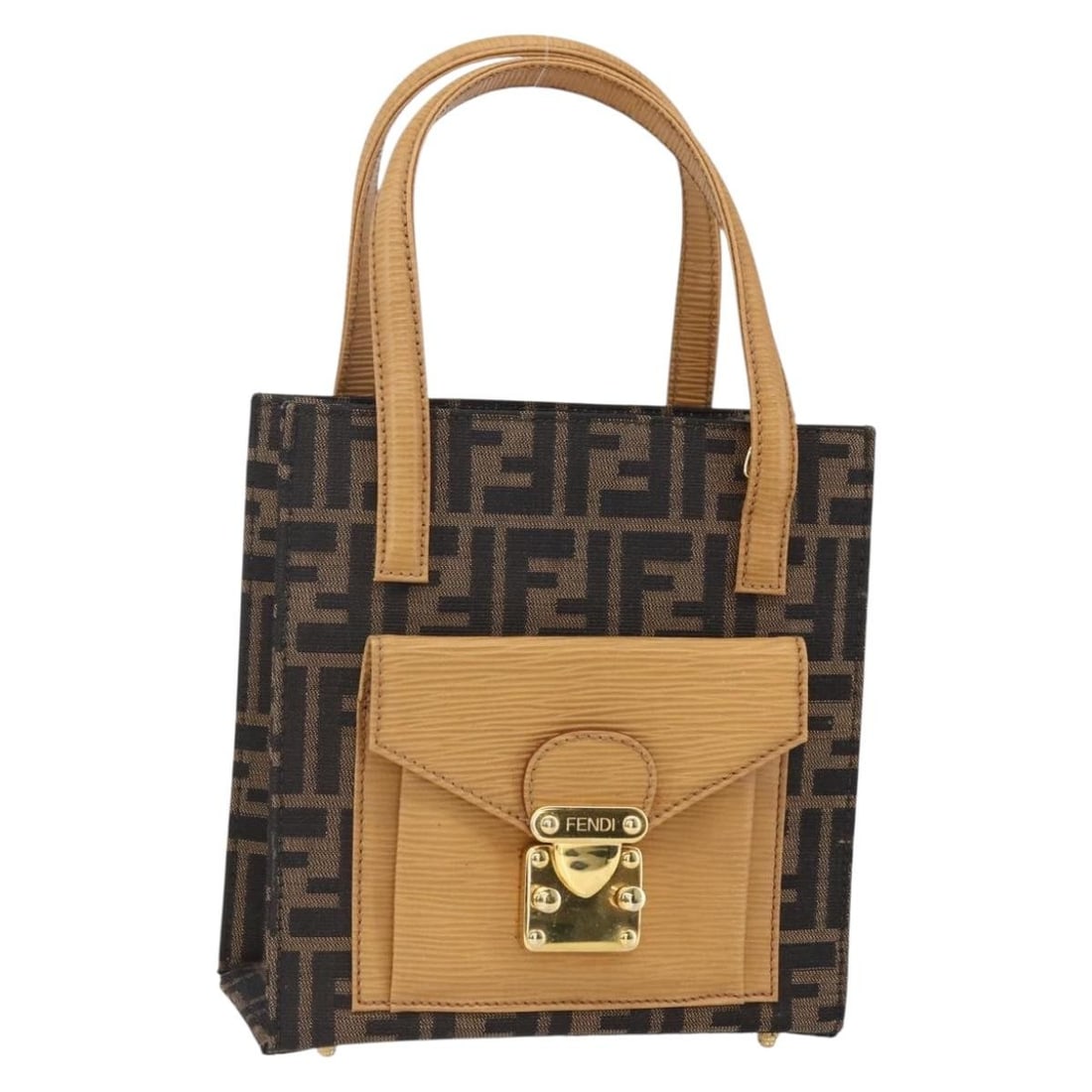 Fendi Zucca Canvas Vintage Brown Top Handle Handbag 20cm: Fendi Zucca Canvas Vintage Brown Top Handle Handbag 20cm This pre-owned Fendi Vintage Top Handle Bag features the iconic Zucca canvas in brown. Designed for women, it offers a classic silhouette with 