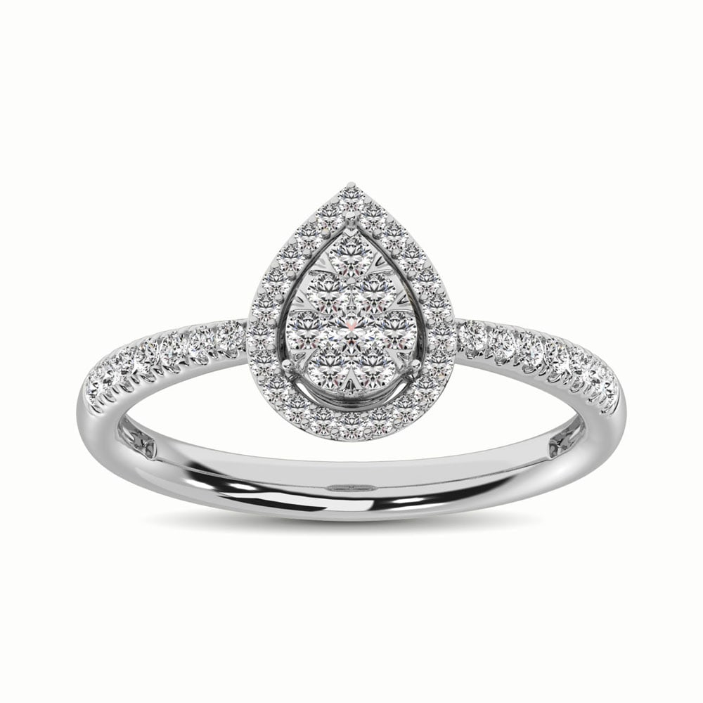 14K White Gold 2/5 Ct.Tw. Diamond Fashion Ring: 14K White Gold 2/5 Ct.Tw. Diamond Fashion Ring This glamorous ring is available in 14K White Gold. There are 44 round diamonds with a total carat weight of 2/5 Ct.Tw. set in a Invisible Prong/ Micro P