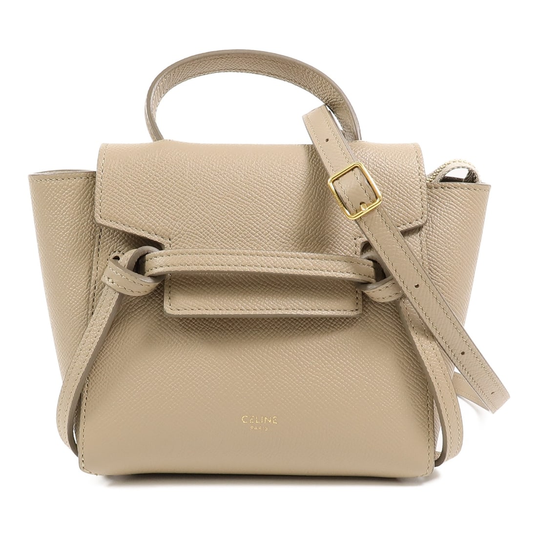 CELINE Pico Belt Bag Beige Calfskin 2 Way Shoulder Bag GHW: CELINE Pico Belt Bag Beige Calfskin 2 Way Shoulder Bag GHW This CELINE Pico Belt Bag is crafted from beige calfskin leather and offers versatile wear as a two-way shoulder bag. Featuring a compact des